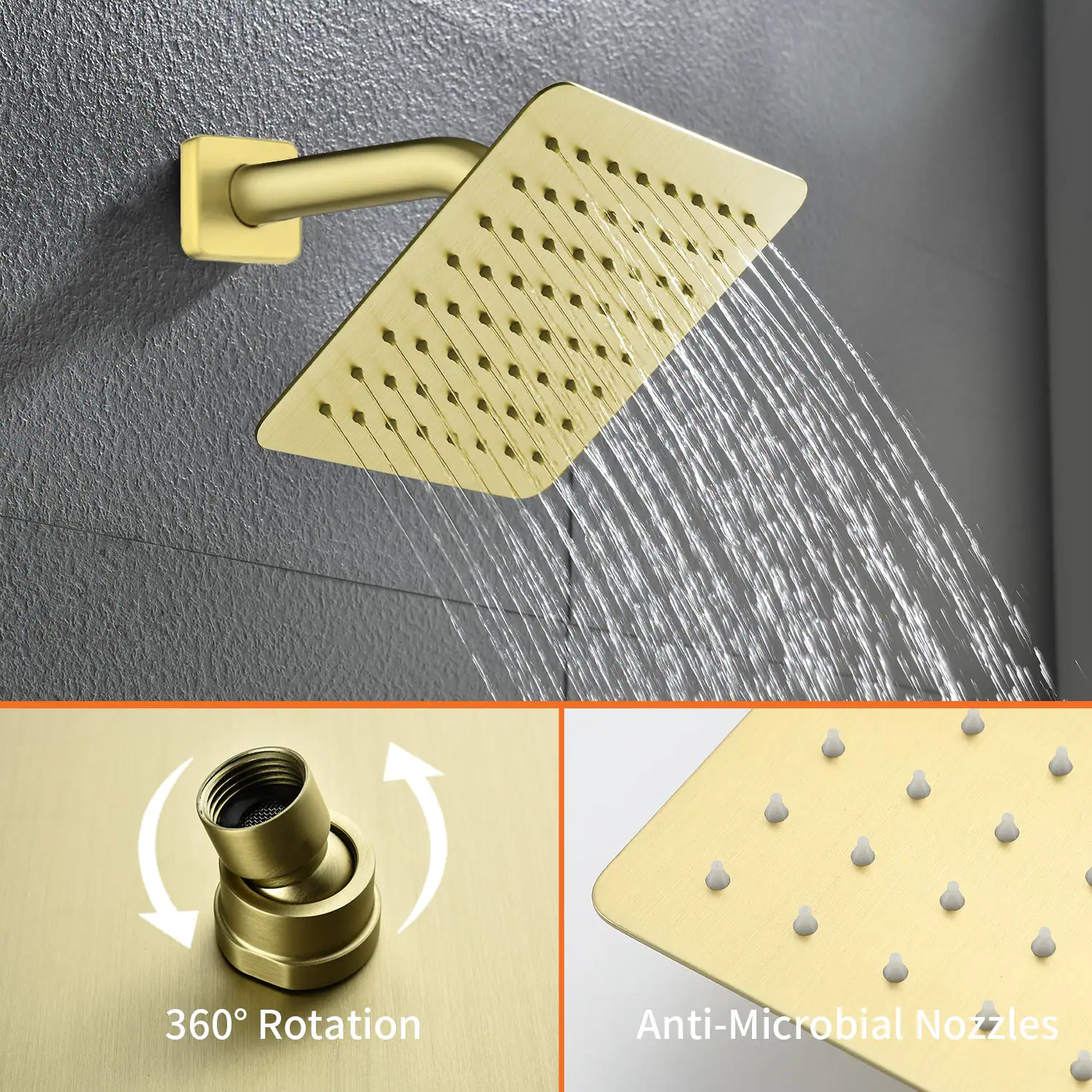 360° Rotation  
Anti-Microbial Nozzles