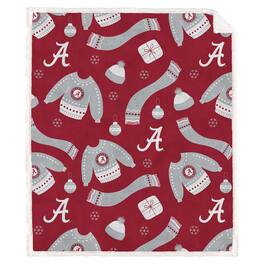Pegasus - Alabama Crimson Tide 60" x 70"-Ugly Sweater Flannel Fleece Sherpa Blanket - Multicolor