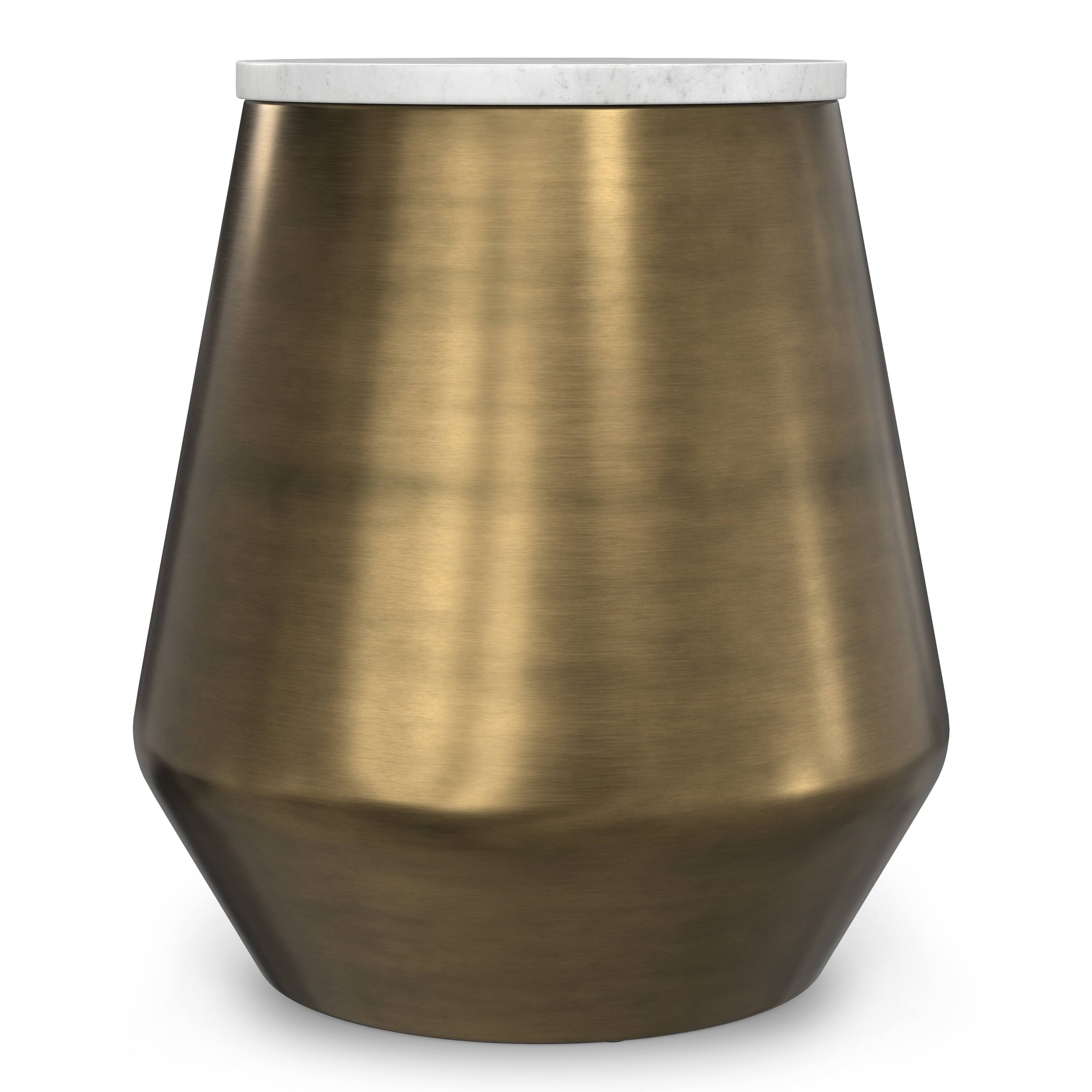 Left. Simpli Home - Benning Modern Contemporary 16 inch Wide Metal Side Table in White /Antique Brass, Fully Assembled - White /Antique Brass.