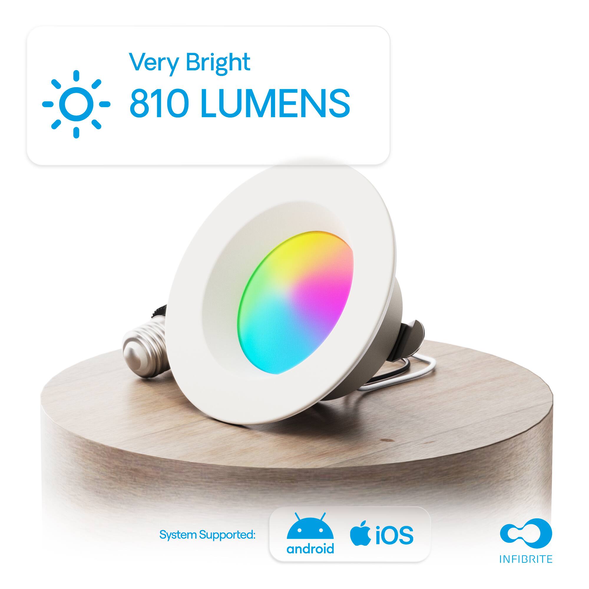 Very Bright  
810 LUMENS  

System Supported:  
android iOS INFIBRITE