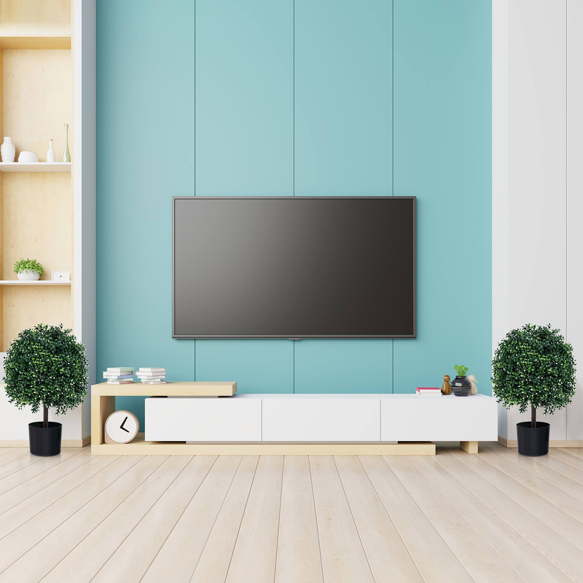 Alt View 1. Gymax - Gymax 2 PCS Artificial Boxwood Topiary Ball Tree w/UV Rated Leaves 343 White Fruits for Home - Green, White, Black.