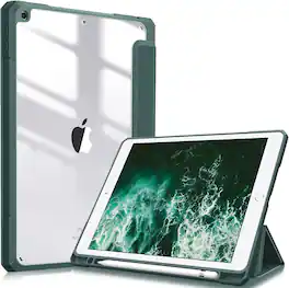 Fintie - Hybrid Slim Clear Case for iPad 9th / 8th / 7th Generation 10.2 Inch | Shockproof Cover Transparent Back Shell Cover - Midnight Green