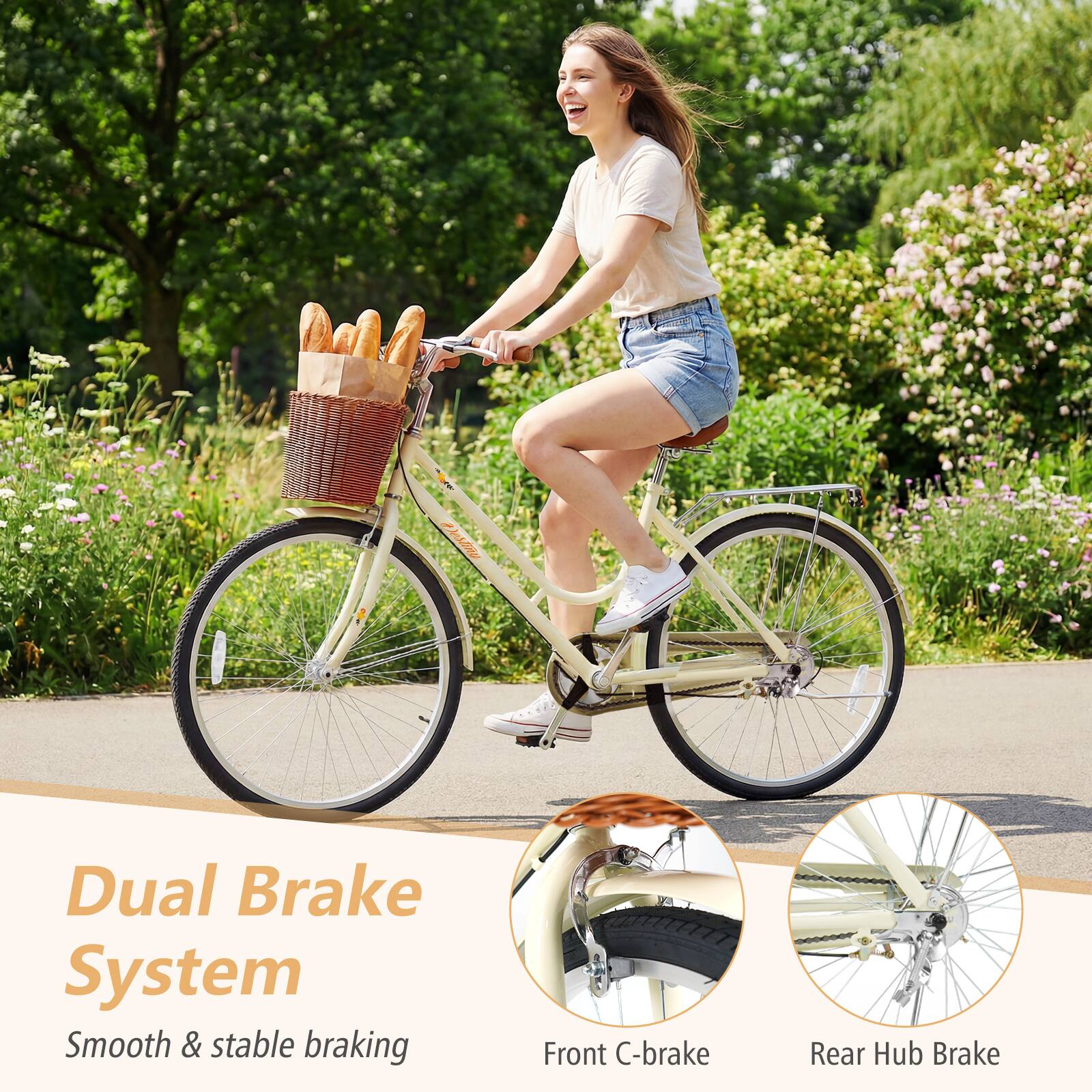 Dual Brake System  
Smooth & stable braking  
Front C-brake  
Rear Hub Brake