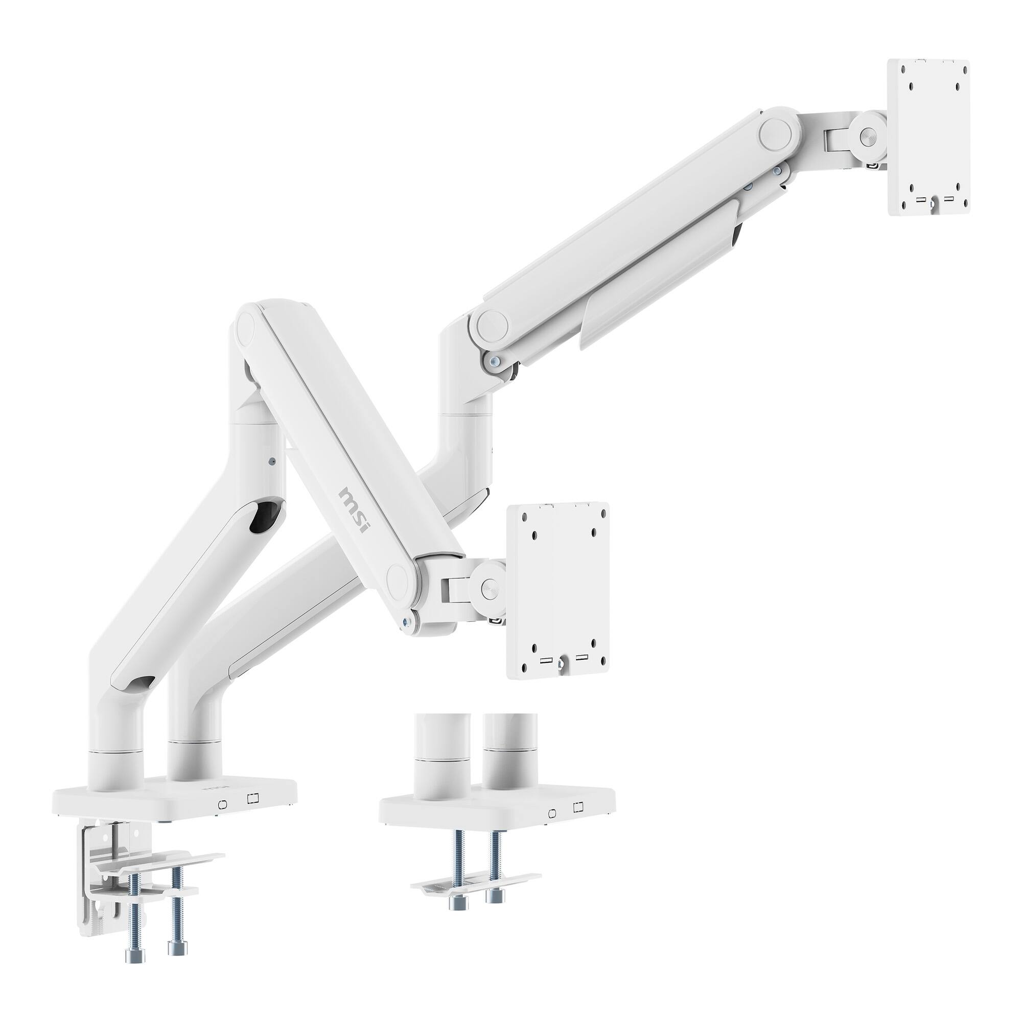 Alt View 9. MSI - MAG MT201DW Dual Monitor Arm – Adjustable Desk Mount, VESA Compatible, 17–45in, 44 lbs Capacity, Clamp & Grommet - Matte White.