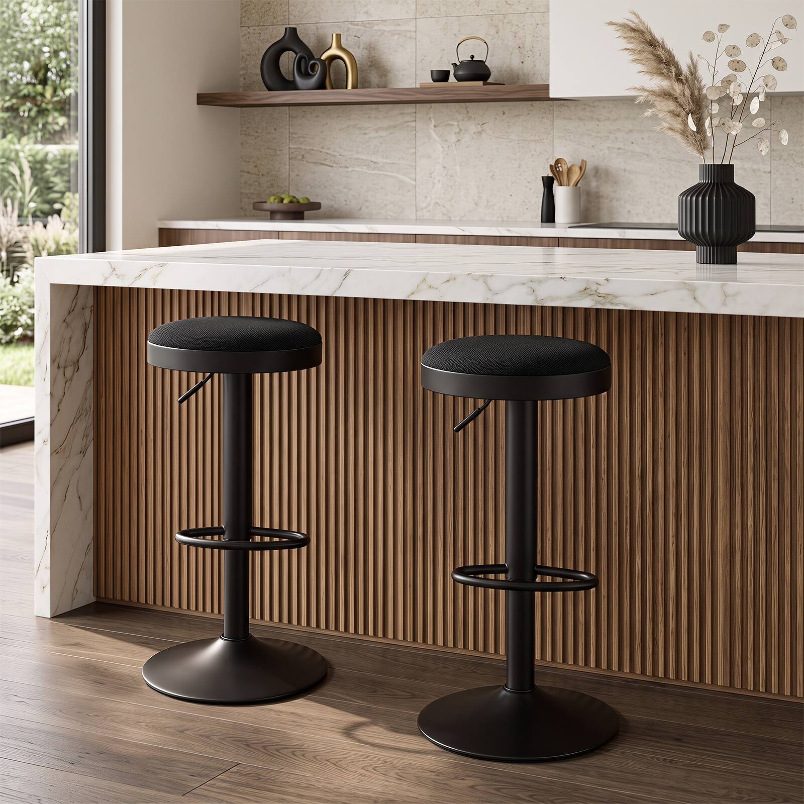 Alt View 1. Costway - Costway Bar Stools Set of 2, Kitchen Bar Stools with Height Adjustment, Swivel Function - Black.