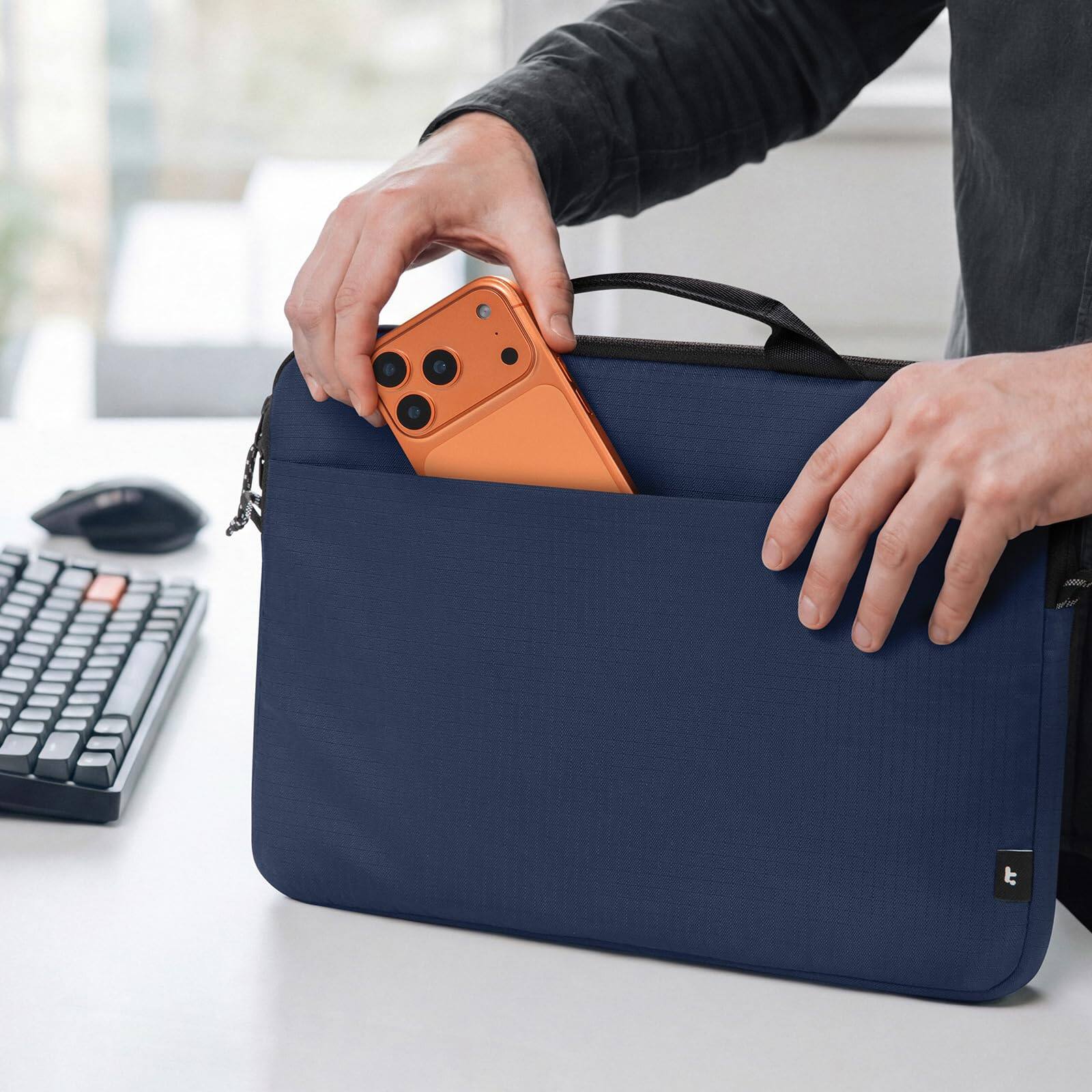 Alt View 6. tomtoc - Essence-A34 360° Protective Laptop Case Sleeve for 14-inch MacBook Pro M5(A3426 A3427)/M4/M3/M2/M1 Pro/Max 2026-2021 - Navy Blue.