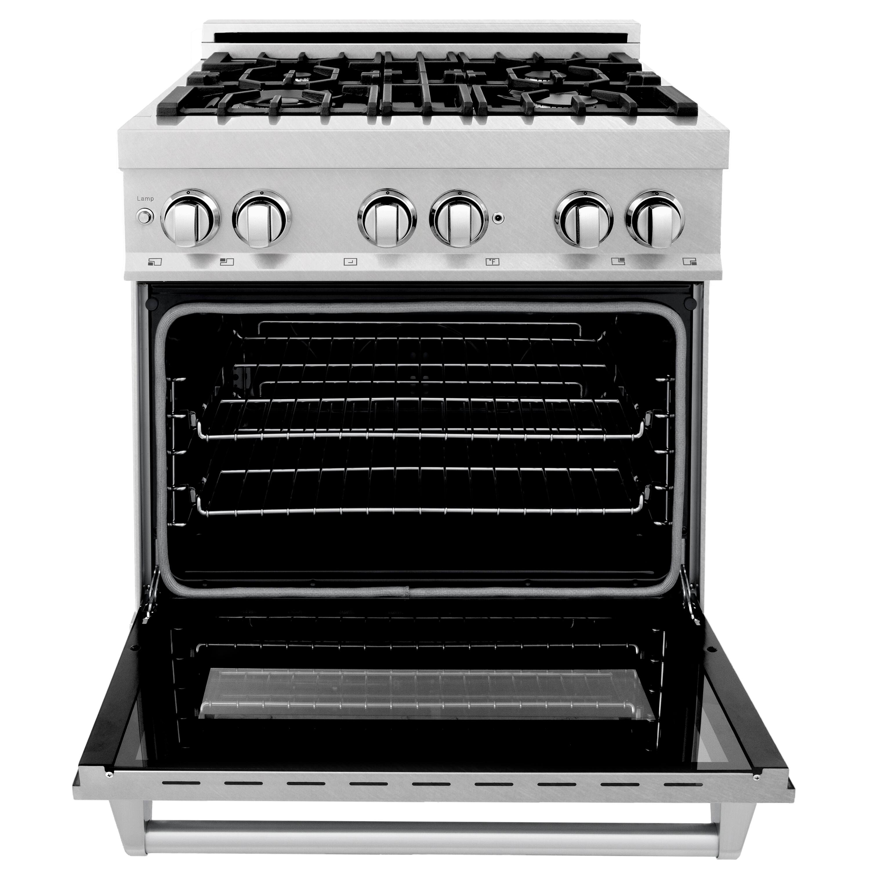 Left. ZLINE - ZLINE 30 in. Legacy Dual Fuel Range with 4 Burners and Oven (RAS-SN-30) - Satin Stainless Steel.