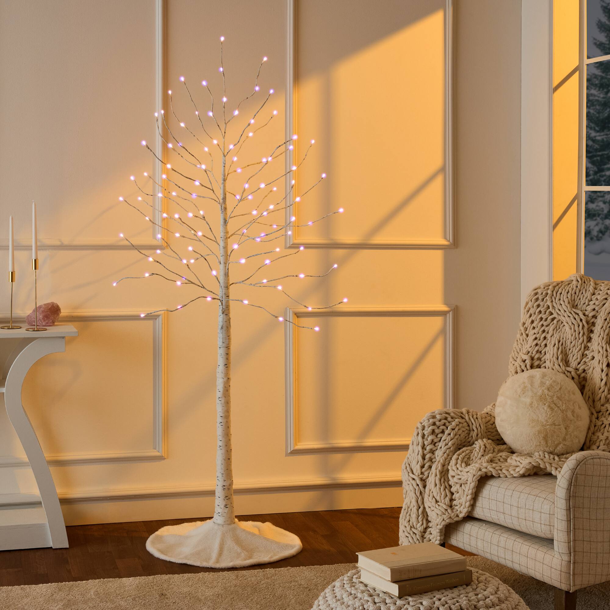 Alt View 5. Best Choice Products - Best Choice Products Set of 3 Lighted Twig Birch Trees, 4ft, 6ft, 8ft w/ 300 LEDs, Warm White, Multicolor Lights - White - White.