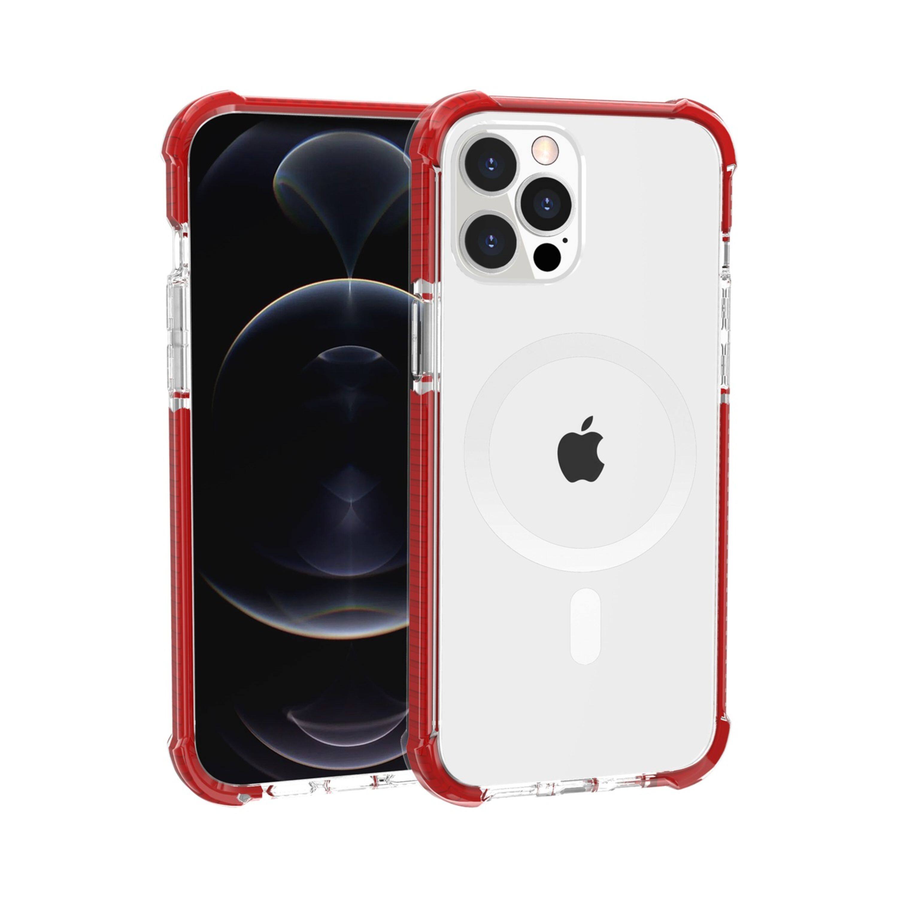 Angle. Kitcheniva - Magnetic Acrylic Hybrid Case With Screen Protector For iPhone 15 Pro Max Red - Red.