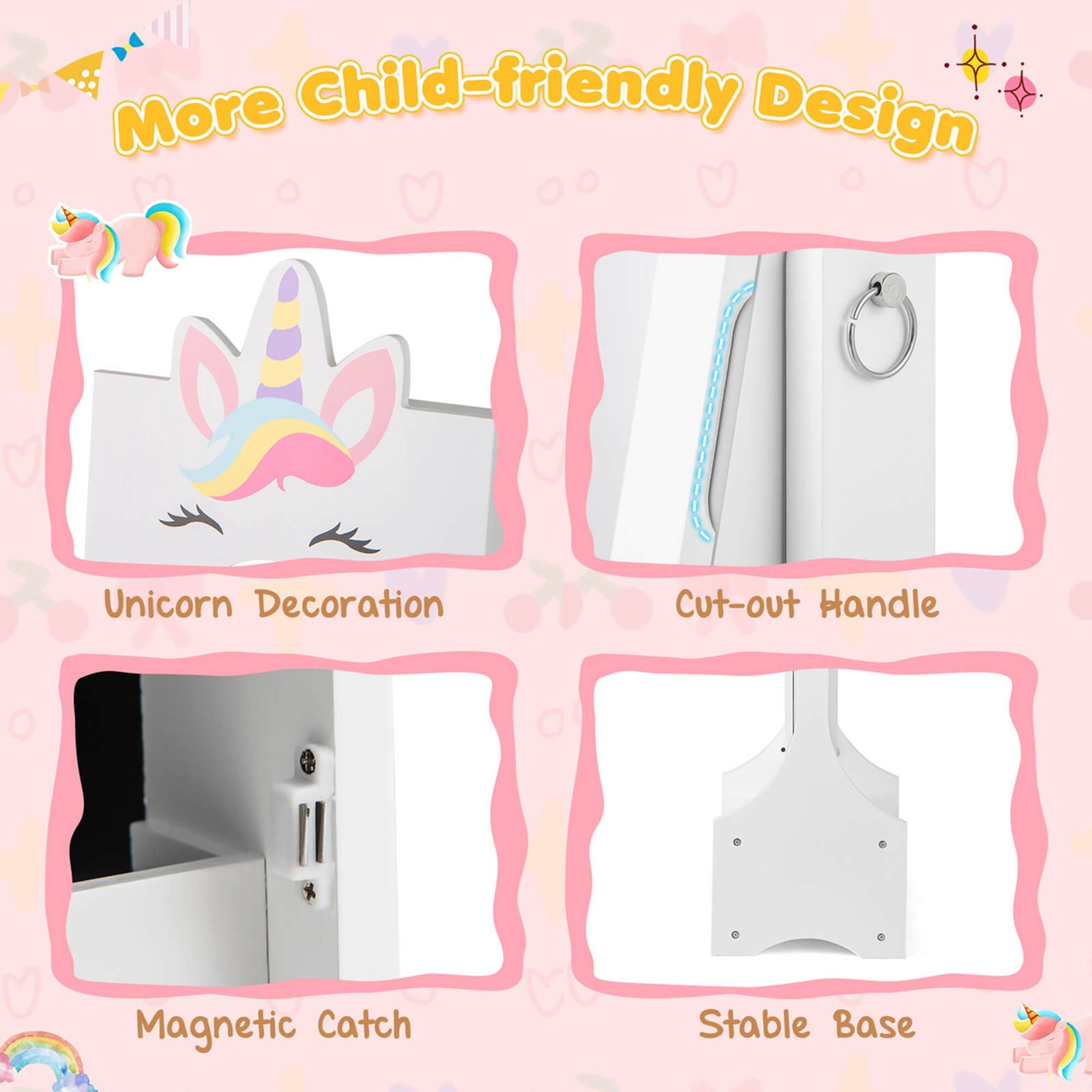 More Child-friendly Design
Unicorn Decoration
Cut-out Handle
Magnetic Catch
Stable Base