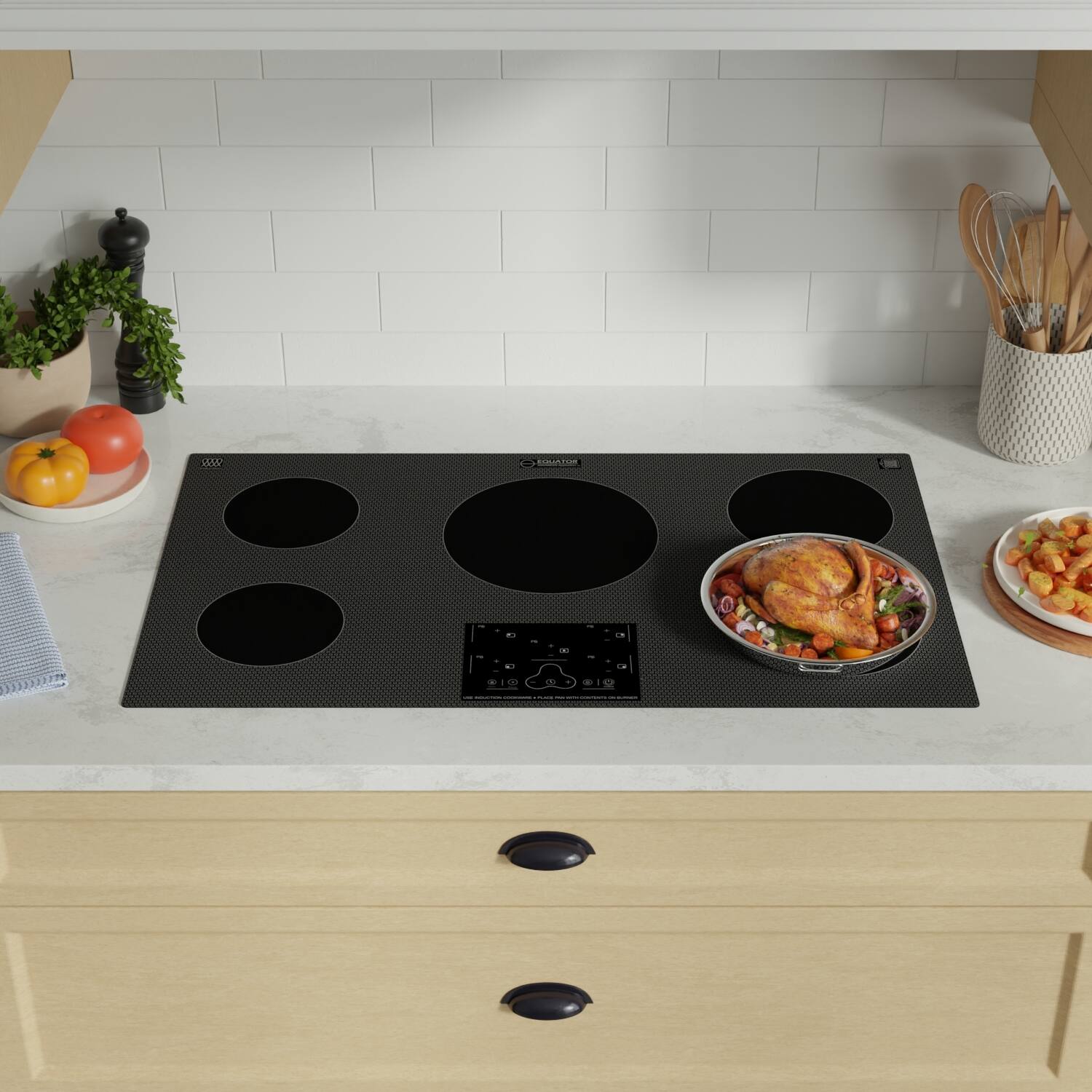 Back. Equator - Equator 36" Built-In/Freestanding | 5 Burner Induction Electric Cooktop POWER BOOST | Auto Power Sharing 220V - Black.