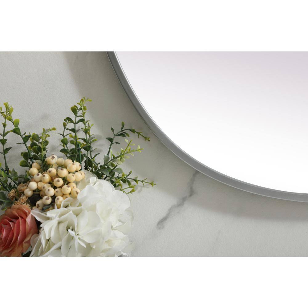 Alt View 3. Elegant Decor - Metal Frame Oval Mirror 27x40 Inch in Silver - Silver.
