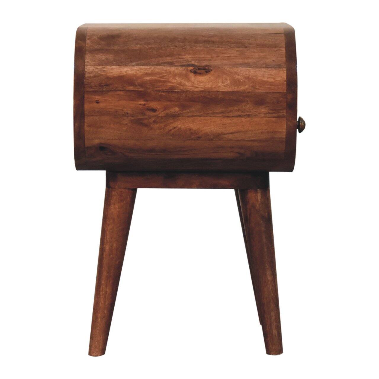 Alt View 4. Artisan Furniture - Artisan Furniture Solid Wood Honey Caramel Circular Bedside with 1 Drawer, 1 Open Slot, Dark Brown - Caramel.
