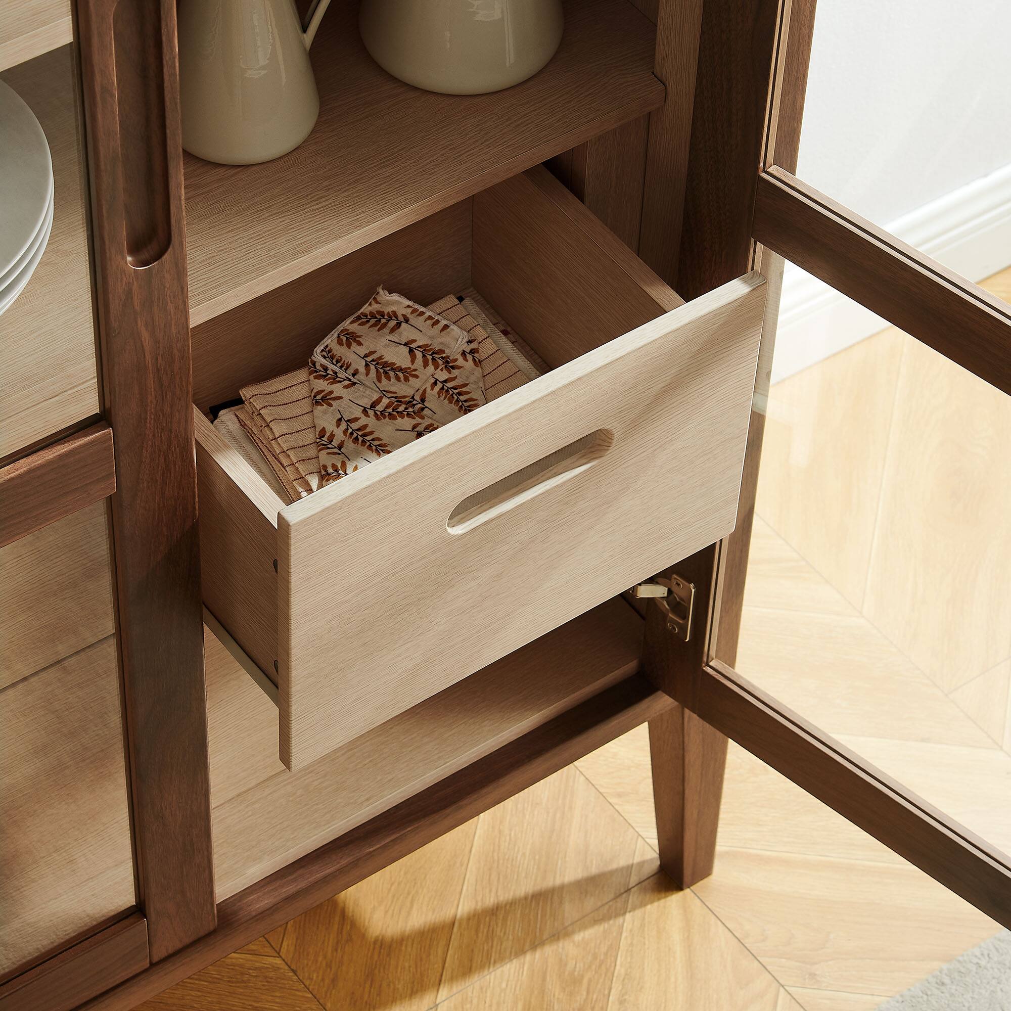 Alt View 1. Modway - Nell 71" Glass Door Tall Display Storage Cabinet by Modway - Walnut.