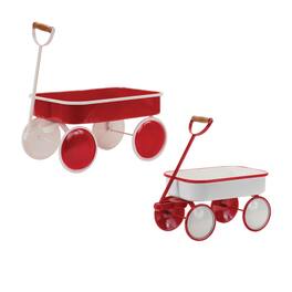 BreeBe - Metal Wagon Decor (Set of 2) - Red, White