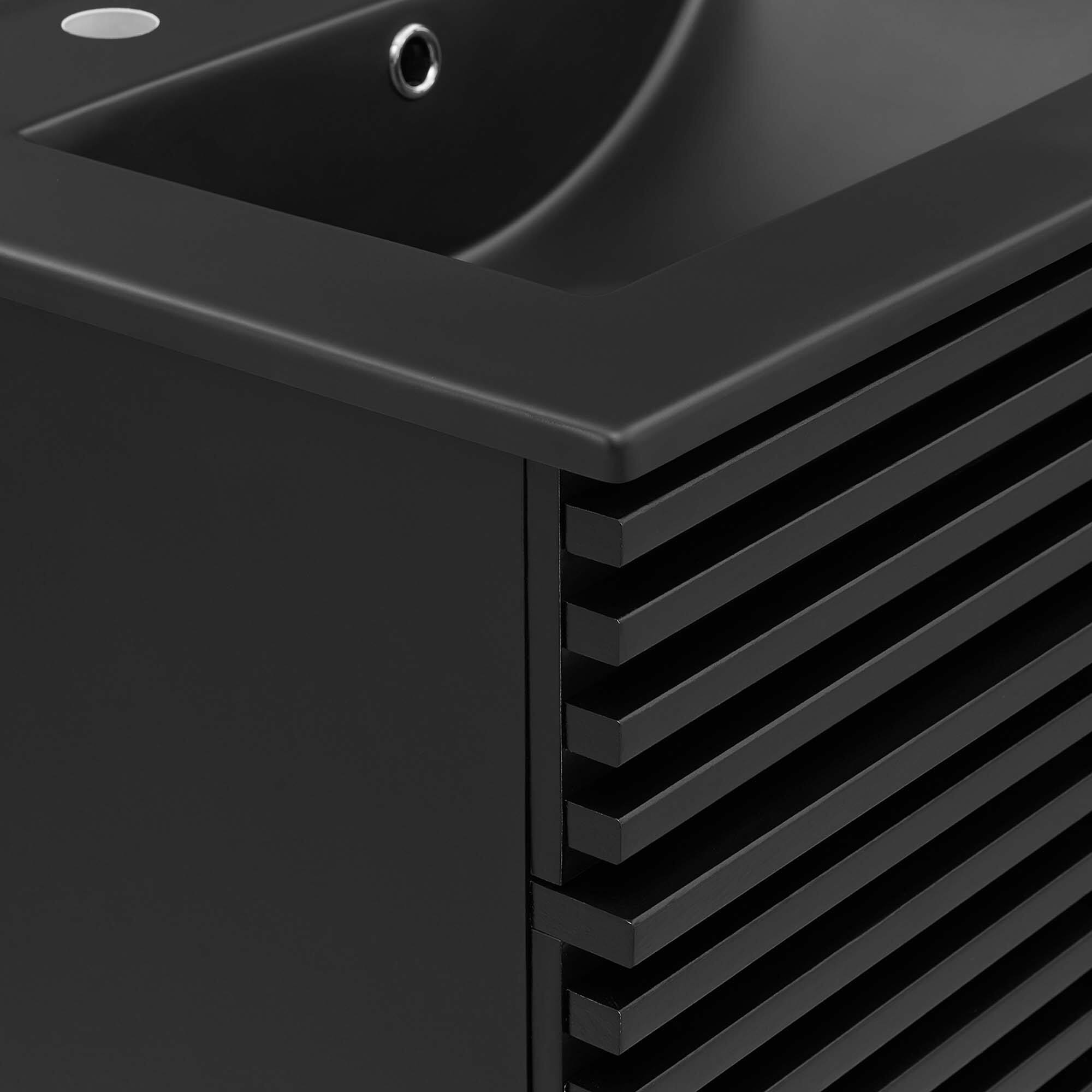 Alt View 6. Modway - Render Bathroom Vanity with Black Basin Included - Black Black.