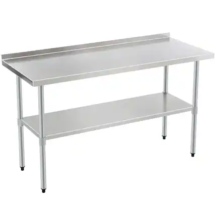 Front. ELEMENT ACE - Commercial Stainless Steel Prep Table with Adjustable Undershelf, Heavy-Duty Work Surface for Kitchen and Restaurant Use - Silver.
