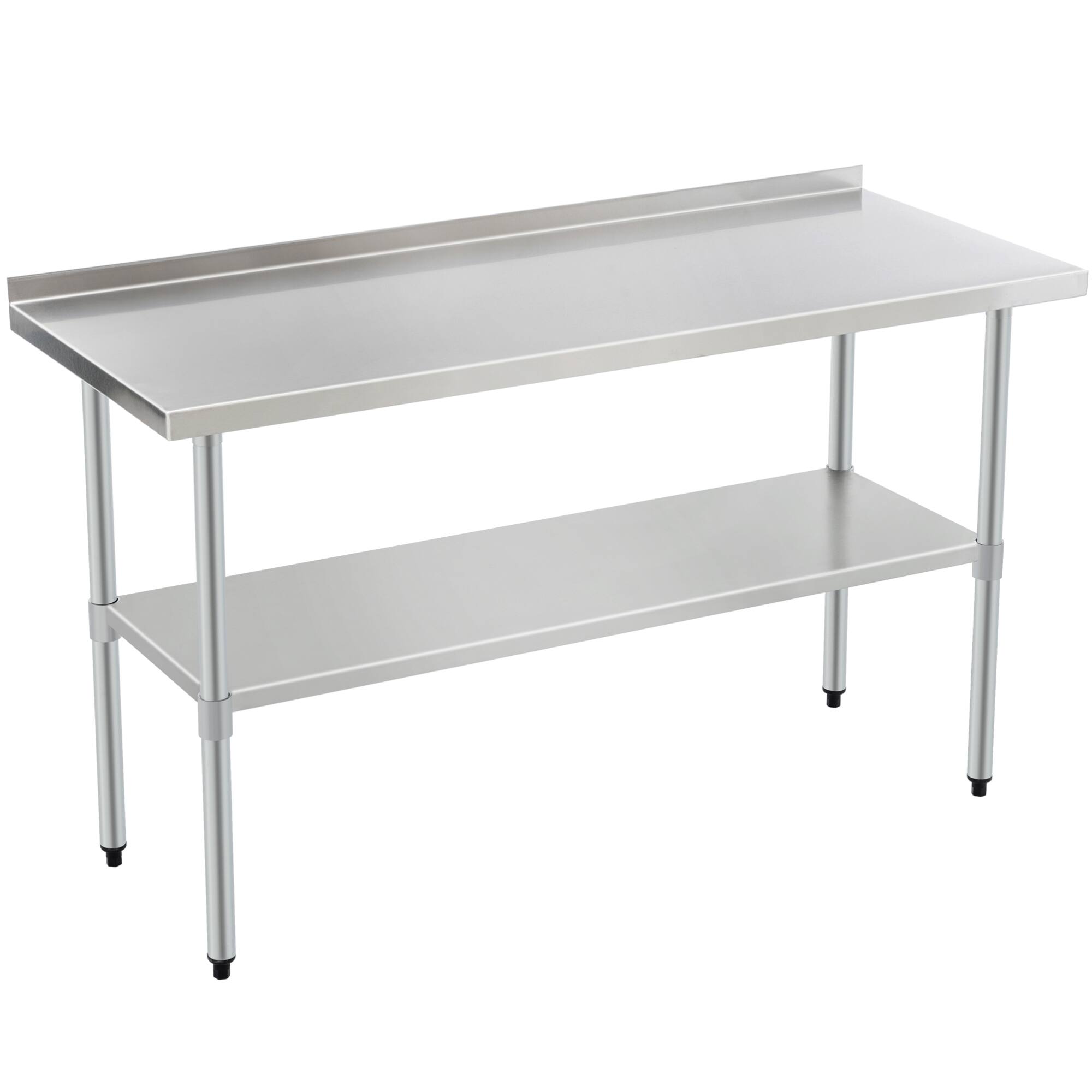 Front. ELEMENT ACE - Commercial Stainless Steel Prep Table with Adjustable Undershelf, Heavy-Duty Work Surface for Kitchen and Restaurant Use - Silver.