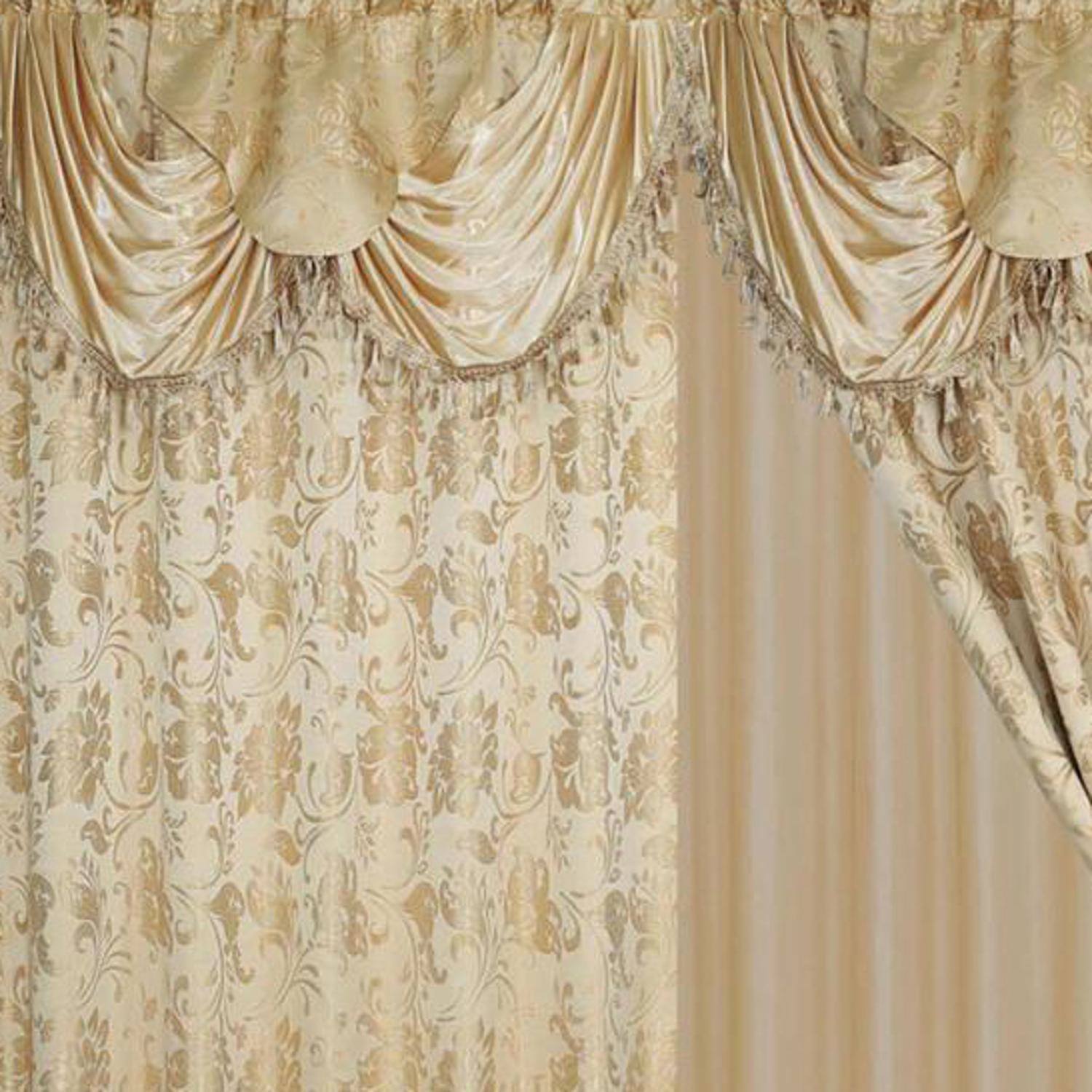 Left. RT Designers Collection - Rt Designers Collection Clayton 2-Piece Double Panel Semi-Transparent Grommet Curtain Pair Panels Panel 54" X 84" Gold - Gold.