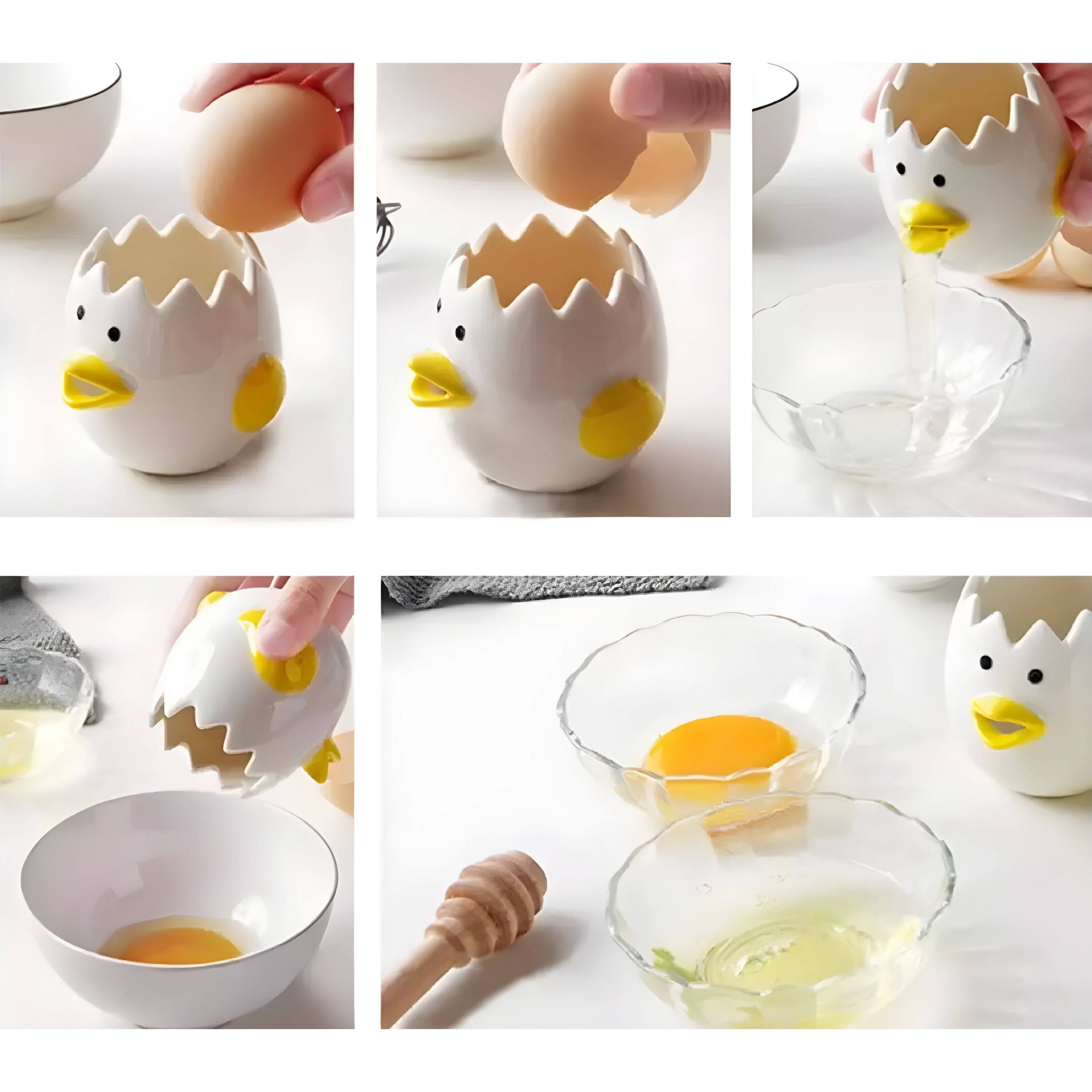 Angle. Kitcheniva - Ceramic Egg Yolk & White Separator Kitchen Tool Pink - Pink.