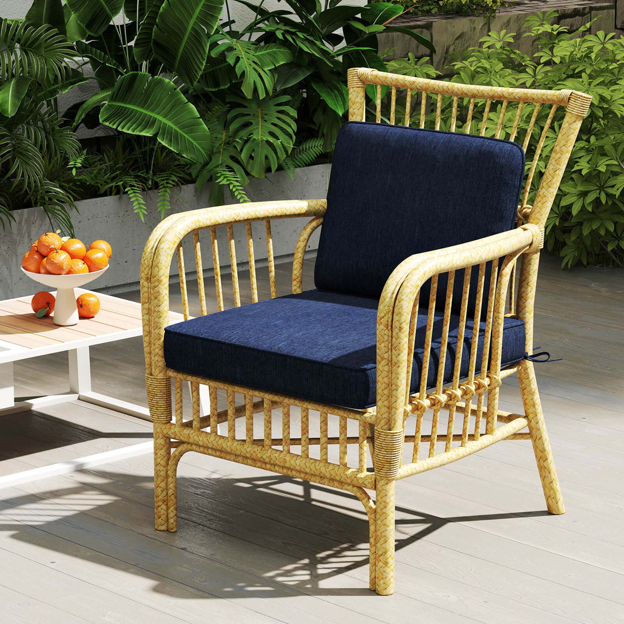 Alt View 1. Costway - Costway 2-Pack 24" x 24" Deep Seat Cushion & Back Pillow with Removable Covers Outdoor - Navy.