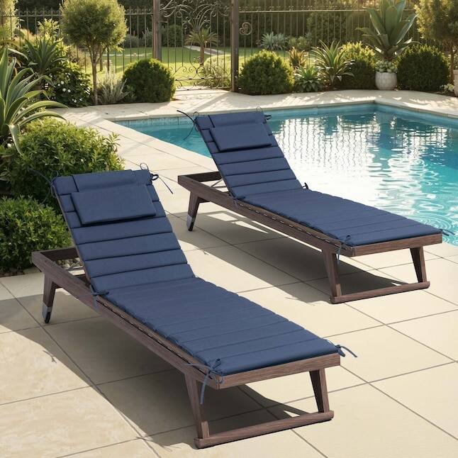 Alt View 7. Crestlive Products - Crestlive Products 2pc 72in Outdoor Foldable Water Resistant Chaise Lounge Chair Cushion with Ties Patio cushion - Navy.