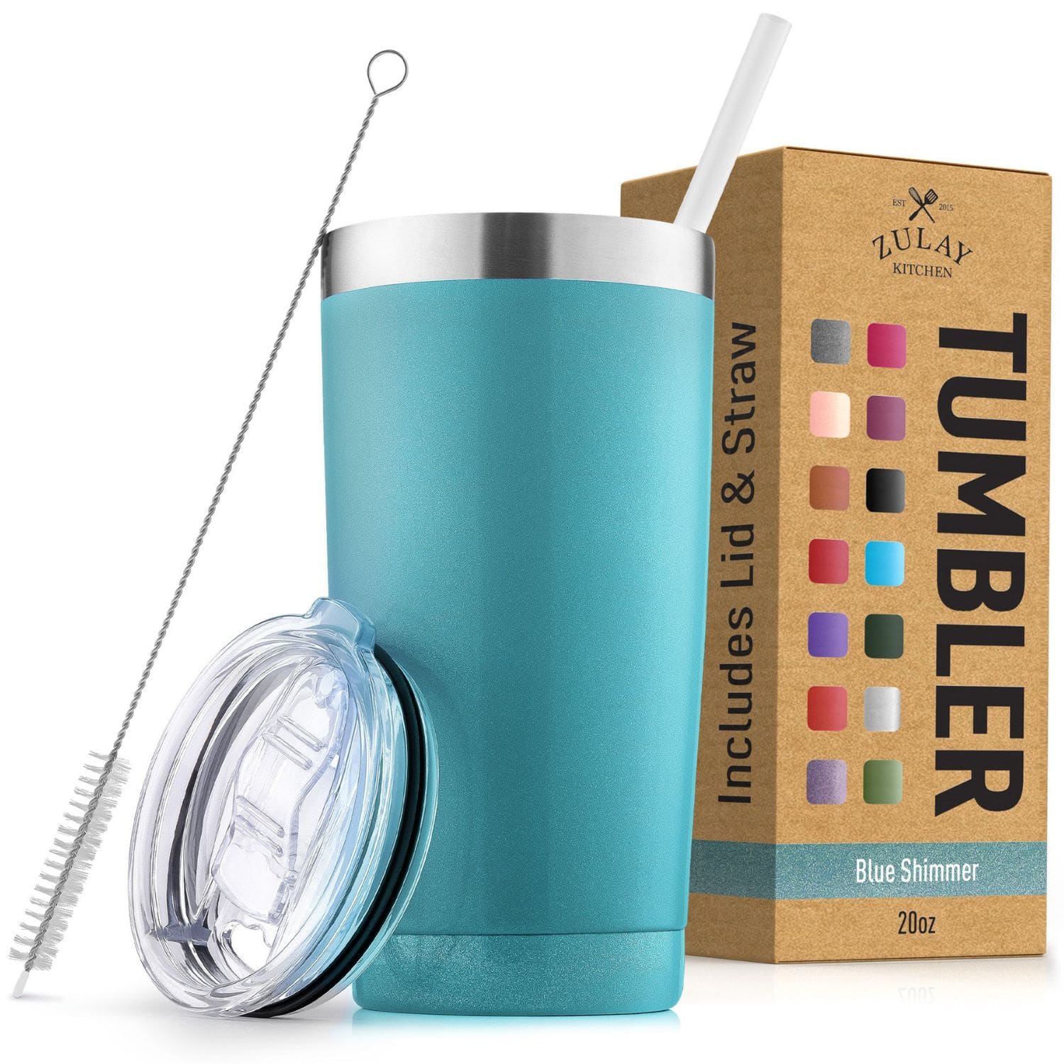 ZULAY KITCHEN  
TUMBLER  
Includes Lid & Straw  
Blue Shimmer  
20oz