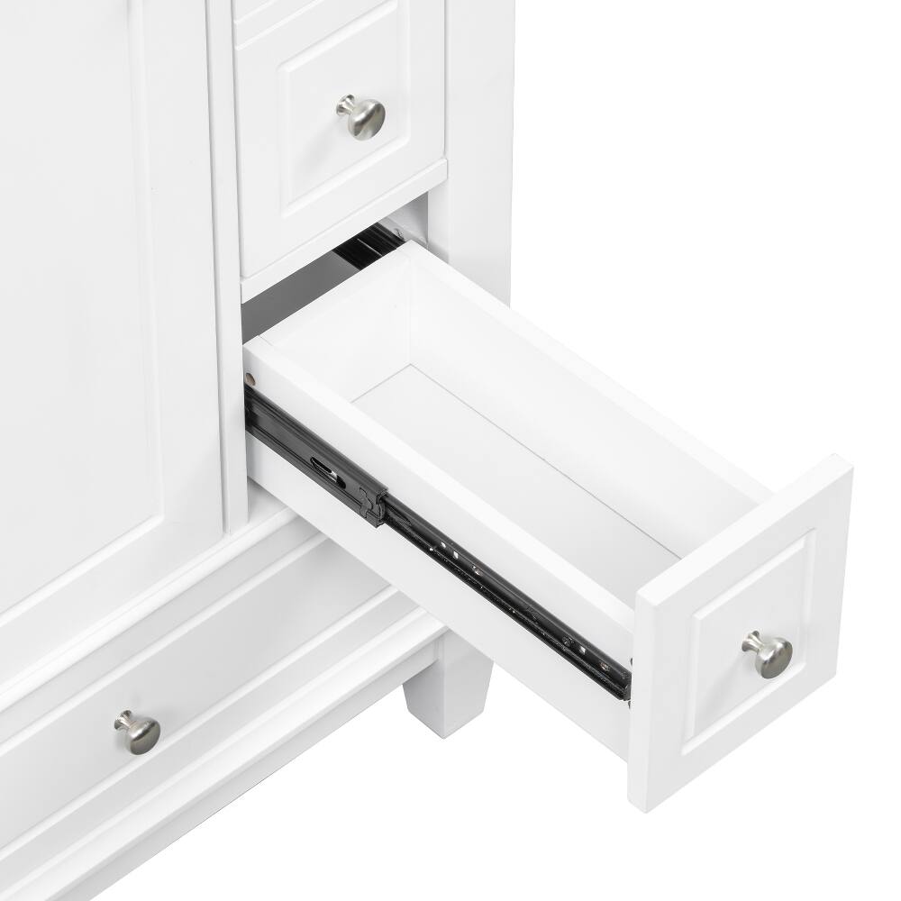 Alt View 1. Loheer - Loheer 24 inch bathroom vanity with sink White Freestanding Vanity Cabinet Ceramic Top - White.