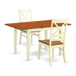 East West Furniture - 3 Pc Table and chair set for 2-Table and 2 Kitchen Dining Chairs - Buttermilk & Cherry