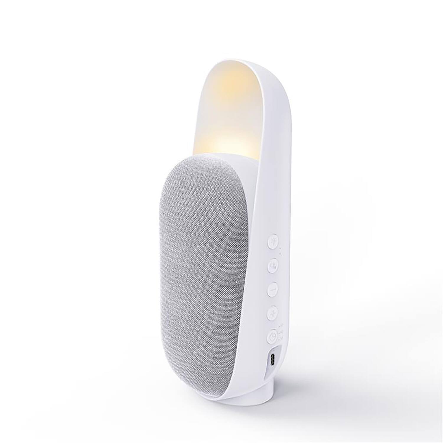 Left. Priority Products - 4-in-1 Natural Sound Bluetooth Speaker with Night-Light - White.
