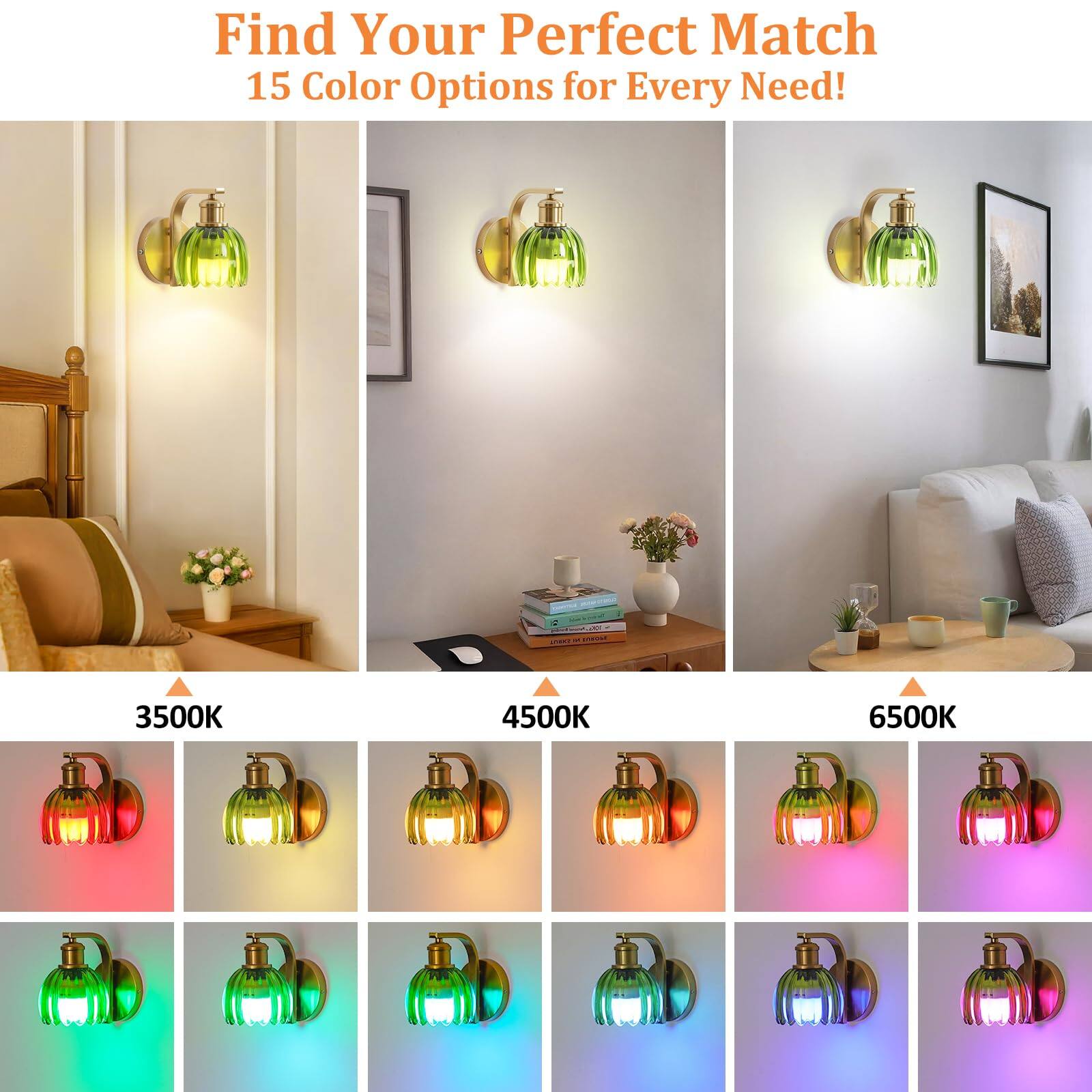 Find Your Perfect Match  
15 Color Options for Every Need!  

3500K  
4500K  
6500K