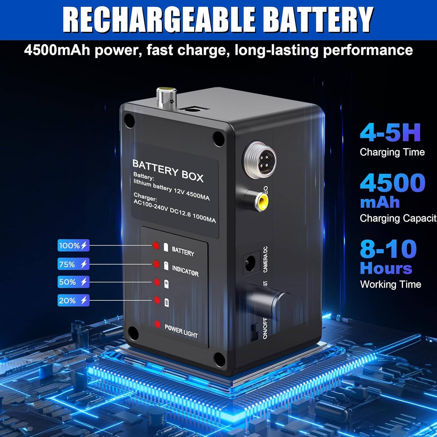 Alt View 4. Aukfa - Sewer Camera - 9" HD Borescope with Self-Leveling, IP68, 165Ft 5MM Cable, DVR, 5X Zoom, 32GB.