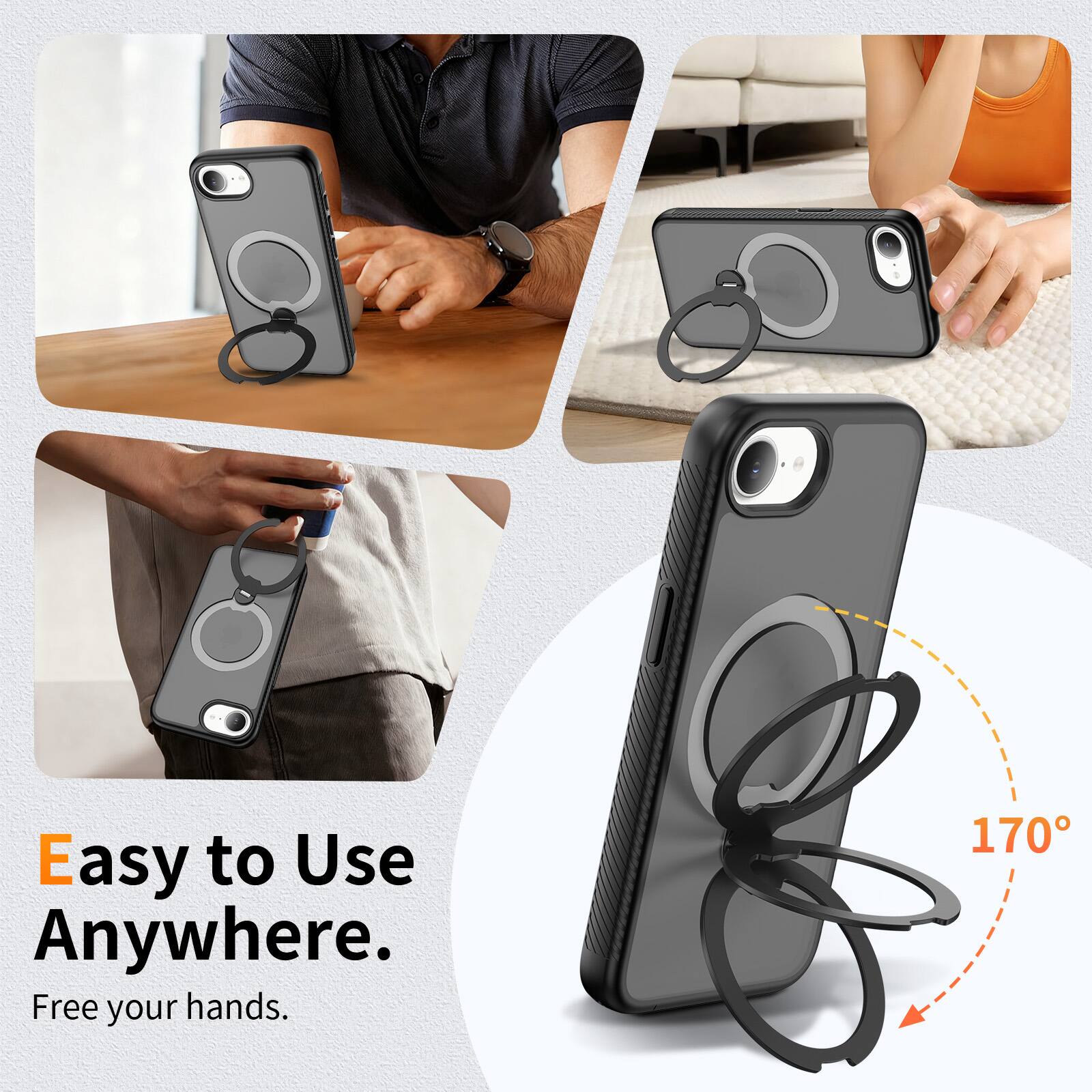 Easy to Use Anywhere.  
Free your hands.  
170°