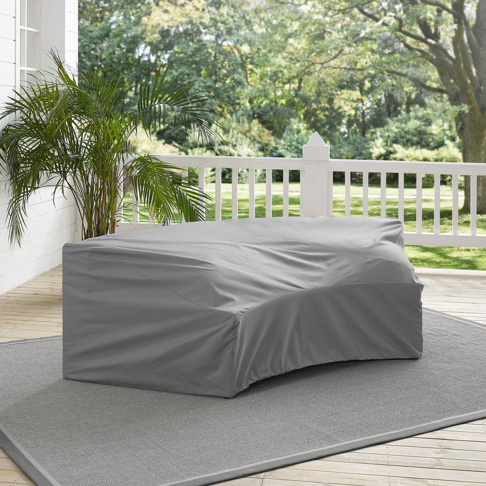 Alt View 3. Crosley Furniture - Catalina Round Outdoor Sectional Sofa Furniture Cover - Gray.