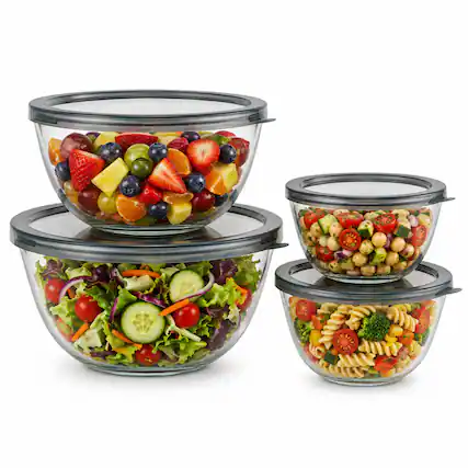 Front. Sorbus - Sorbus 4-Piece Glass Bowl Set with Airtight Lids, Mixing & Storage Bowls, Microwave, Dishwasher & Freezer Safe.