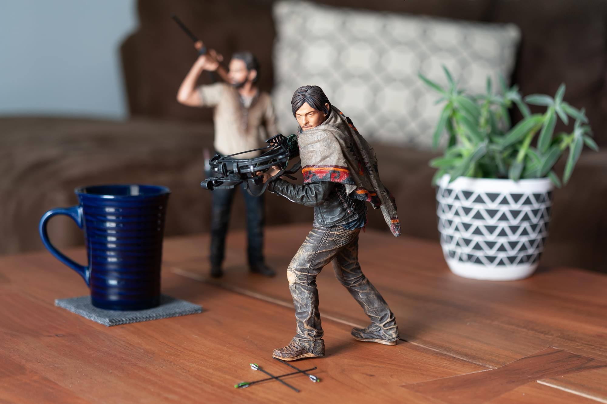 Alt View 3. McFarlane Toys - The Walking Dead Daryl Dixon Deluxe Poseable Figure | Measures 10 Inches Tall - Brown.