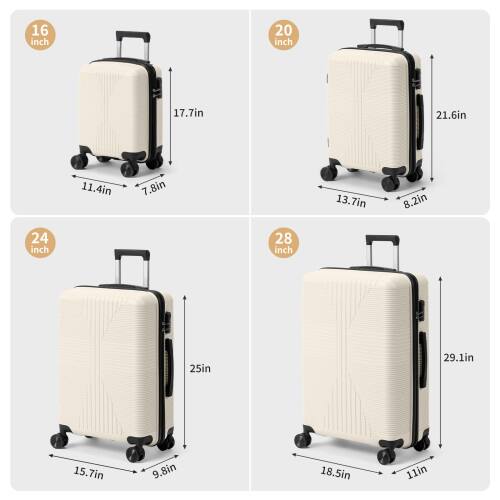 16 inch: 17.7in x 11.4in x 7.8in  
20 inch: 21.6in x 13.7in x 8.2in  
24 inch: 25in x 15.7in x 9.8in  
28 inch: 29.1in x 18.5in x 11in