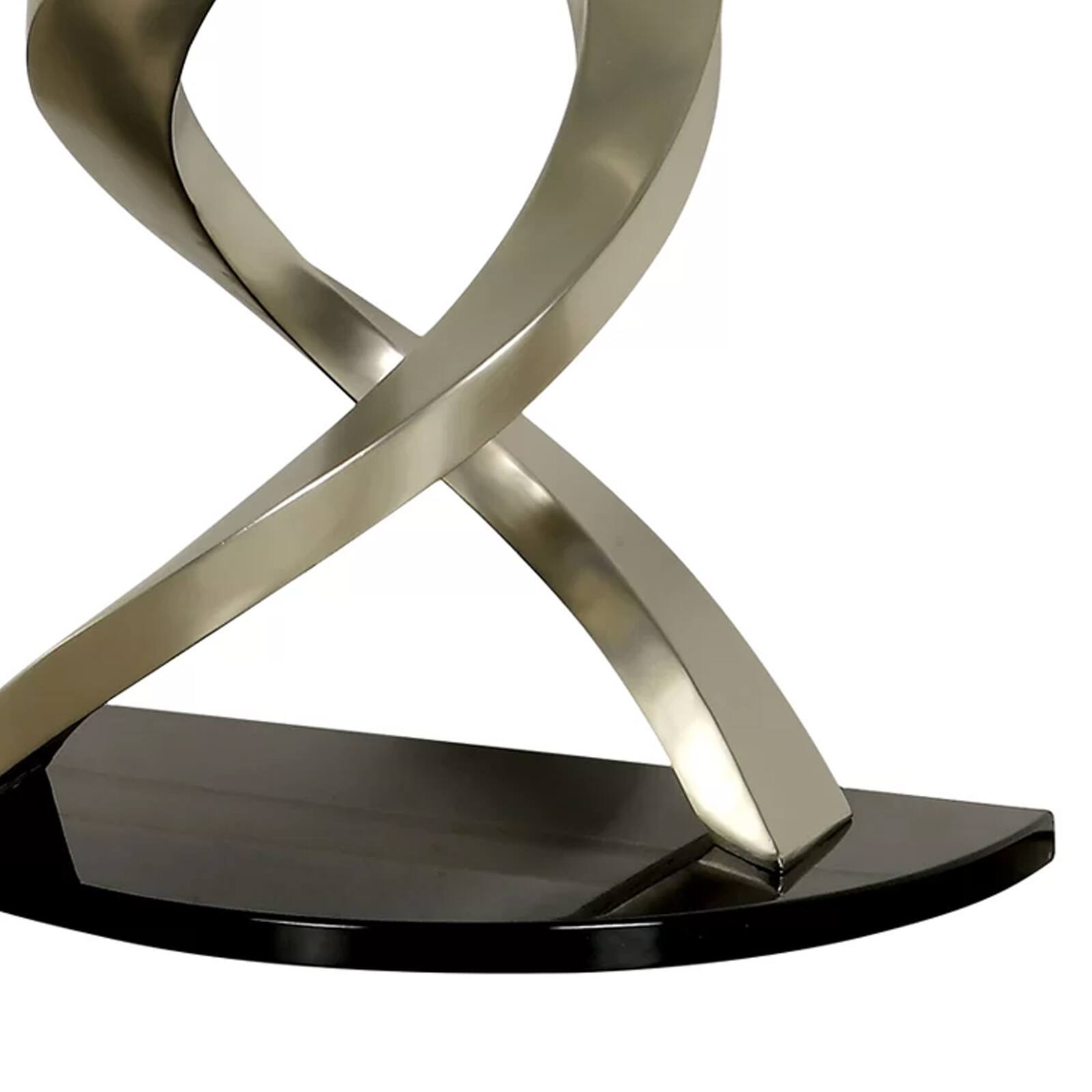 Alt View 3. Manhattan Lane - Sofa Table with Twisted Metal Base and Semi Circular Glass Top - Silver and Black.