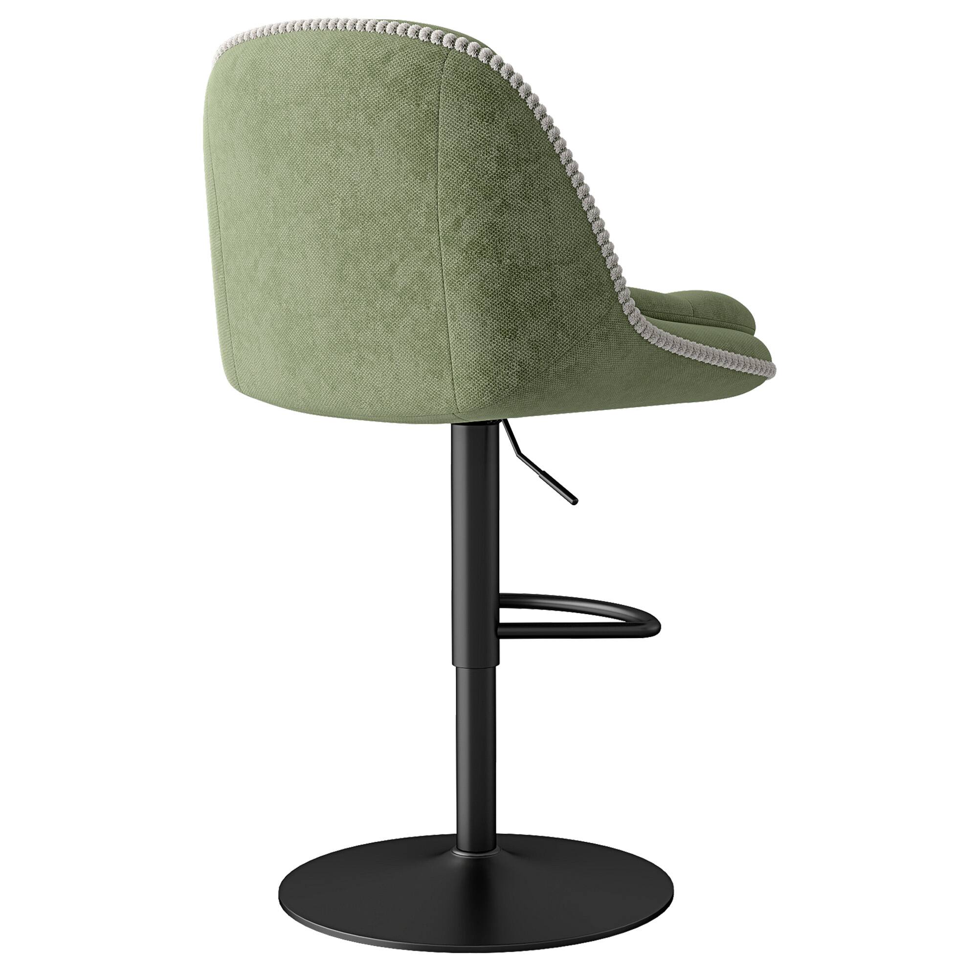 Alt View 9. KERDOM - Swivel Bar Chairs Set of 2, Height Adjustable Counter Stools with Footrest, Linen Upholstered Barstools Counter Height - Sage Green.
