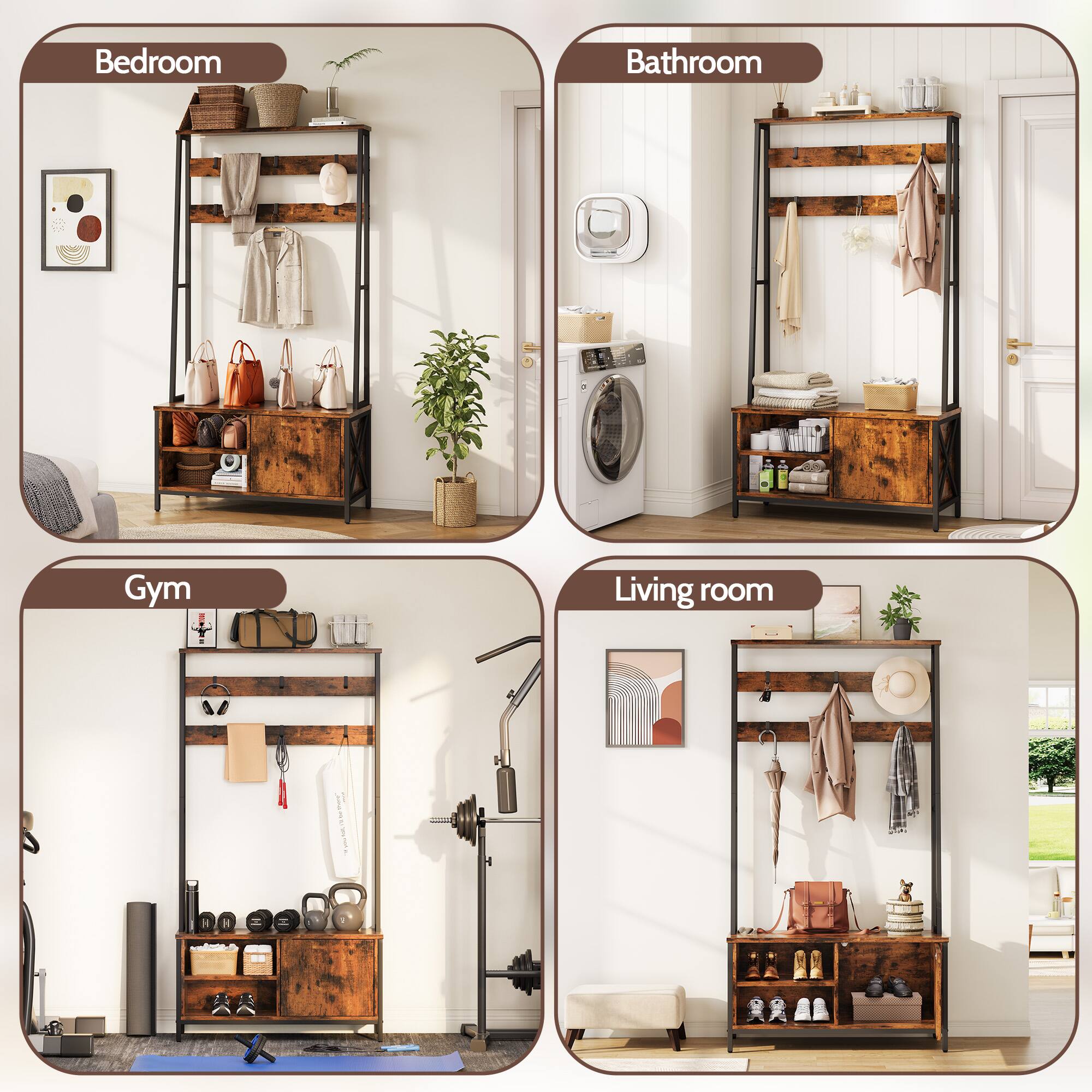 Bedroom  
Bathroom  
Gym  
Living room