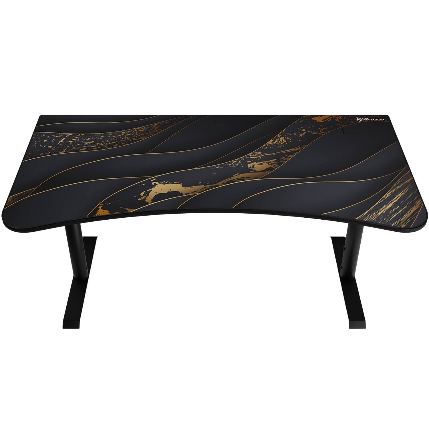 Angle. Arozzi - Arena Ultrawide Curved Gaming Desk - Black Gold.
