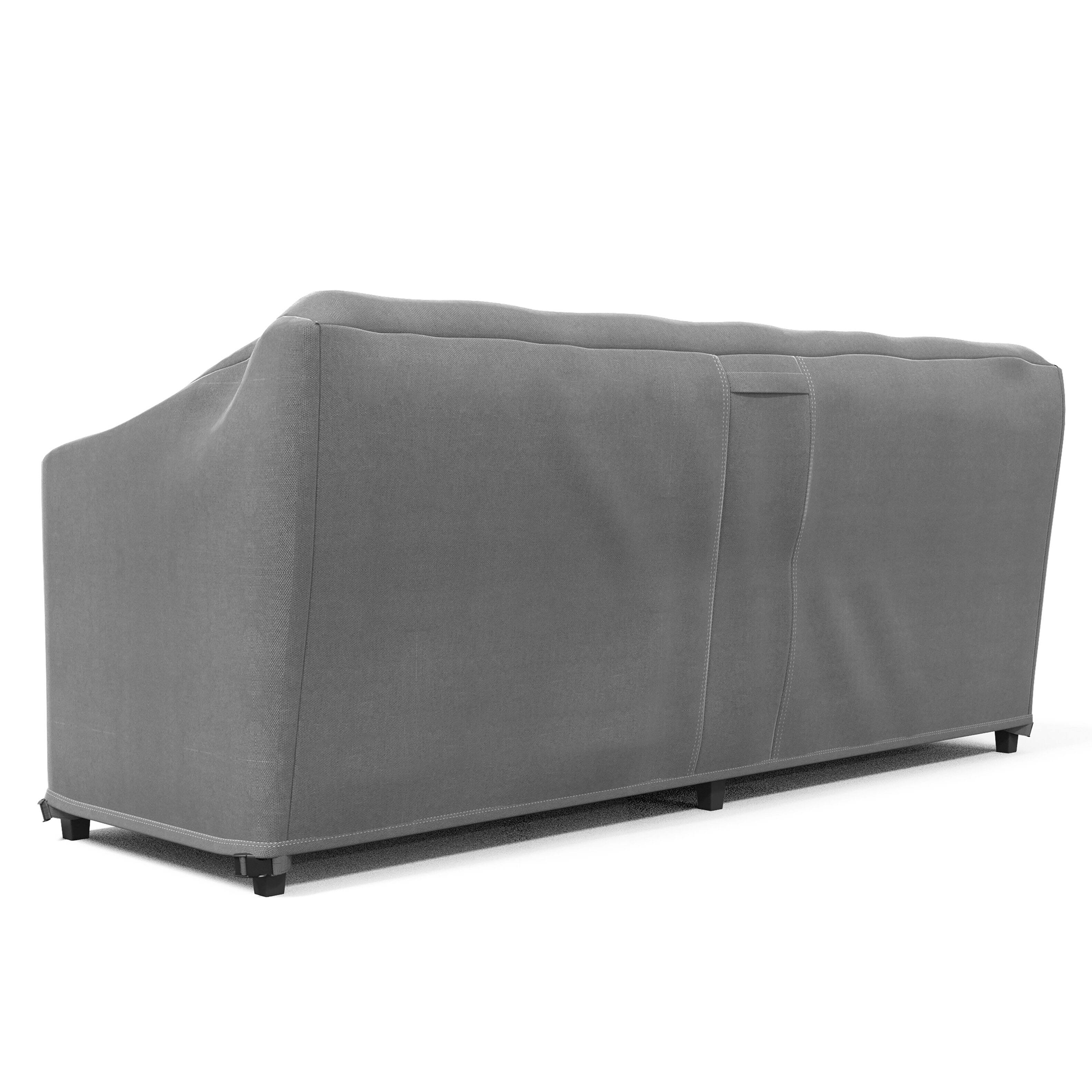 Angle. KHOMO GEAR - Heavy-Duty Patio Sofa Cover, Waterproof Outdoor Furniture Protector, Fade & Weather Resistant – 32.5" H x 76” W x 31" D - Grey.