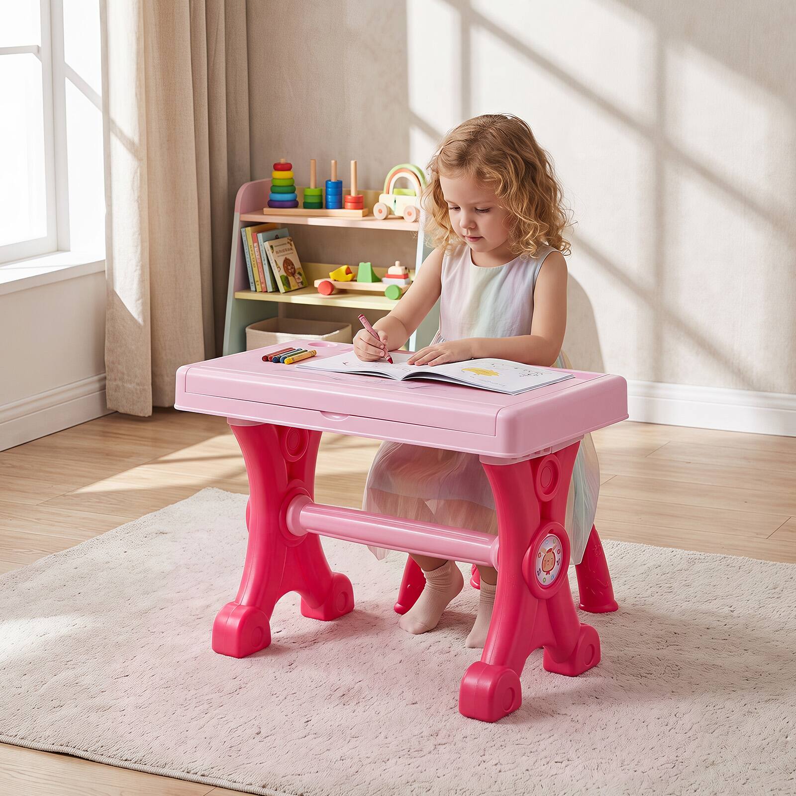 Alt View 1. Costway - Costway 49 Keys Kids Electric Piano Keyboard Toy with Stool & Microphone, Lights, Sounds - Pink.