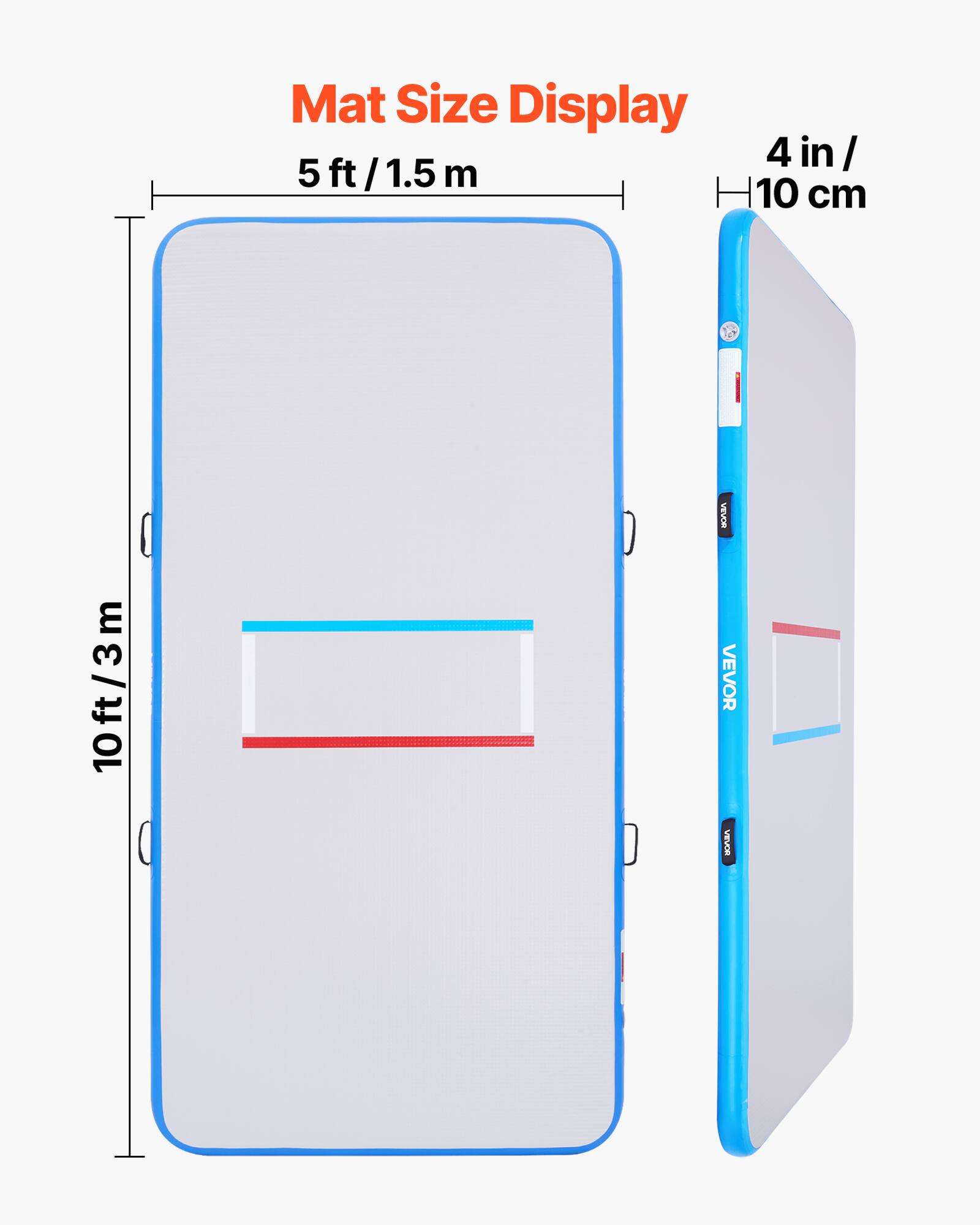 Mat Size Display  
5 ft / 1.5 m  
10 ft / 3 m  
4 in / 10 cm