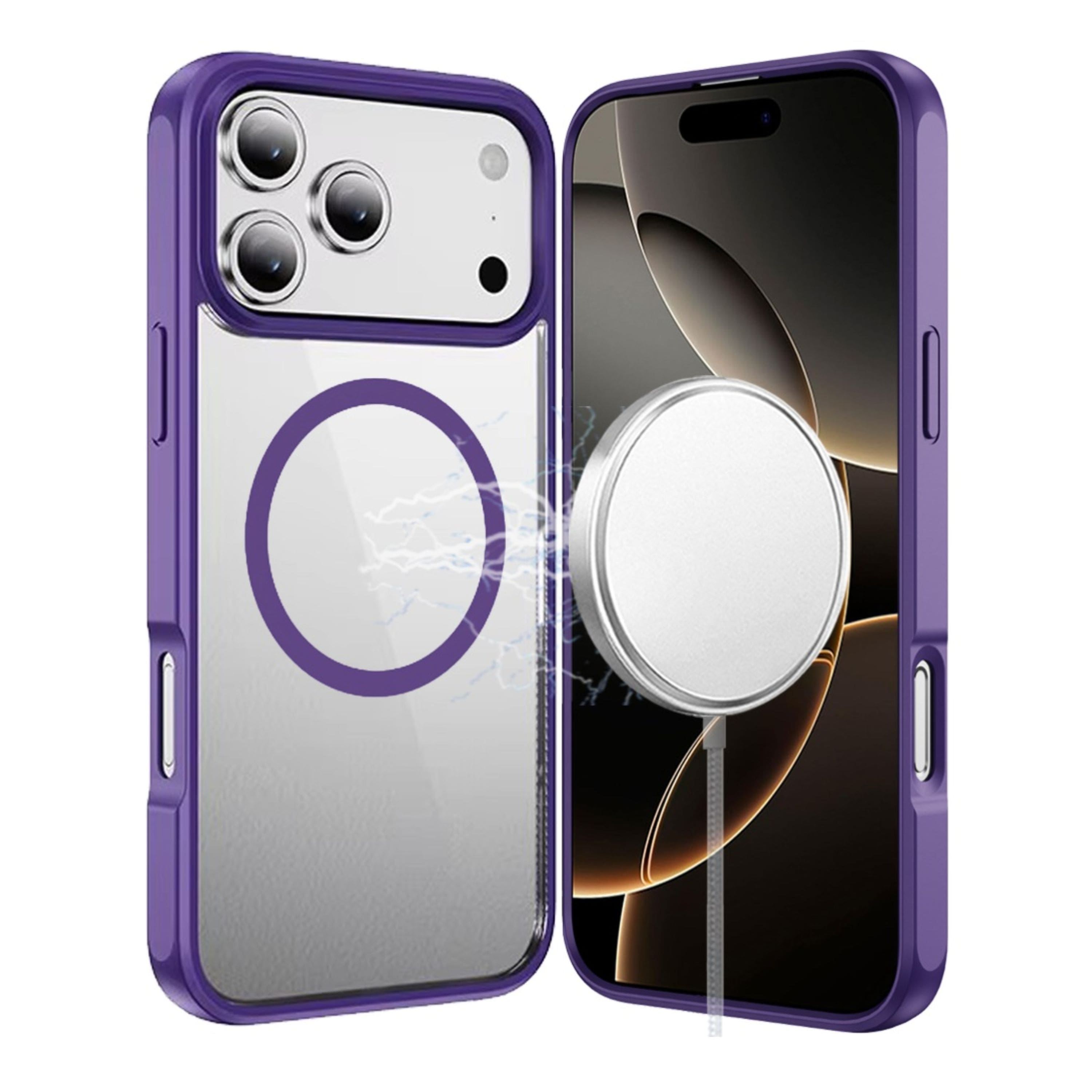 Kitcheniva - Shockproof Premium Magnetic Circle Phone Case With Tempered Glass For iPhone 17 Pro Max - Dark Purple price history on PriceWatchPro