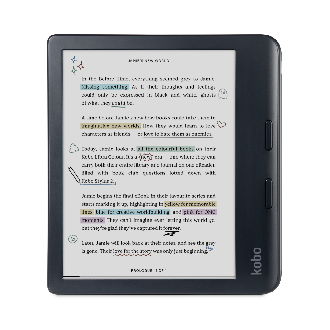 Kobo - Libra Colour | eReader | 7" Glare-Free Colour E Ink Kaleido 3 Display | Dark Mode Option | Waterproof - 2024 - Black