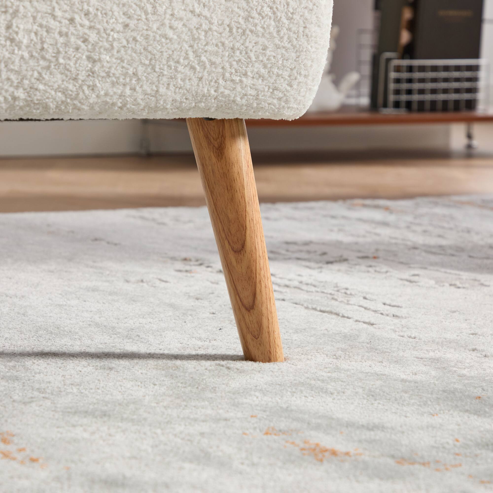 Alt View 5. GOODSILO - Modern Upholstered Armless Accent Chair with Solid Wood Legs for Living Room, Bedroom, and Office - Ivory.