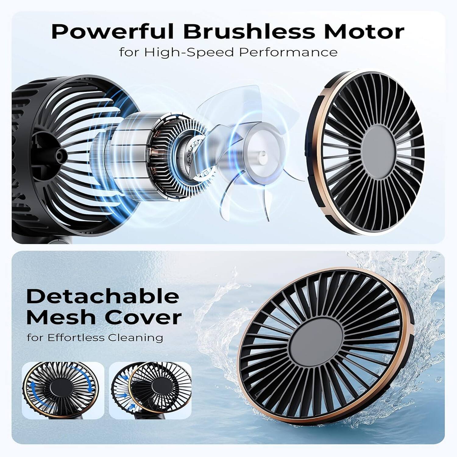 Powerful Brushless Motor for High-Speed Performance
Detachable Mesh Cover for Effortless Cleaning