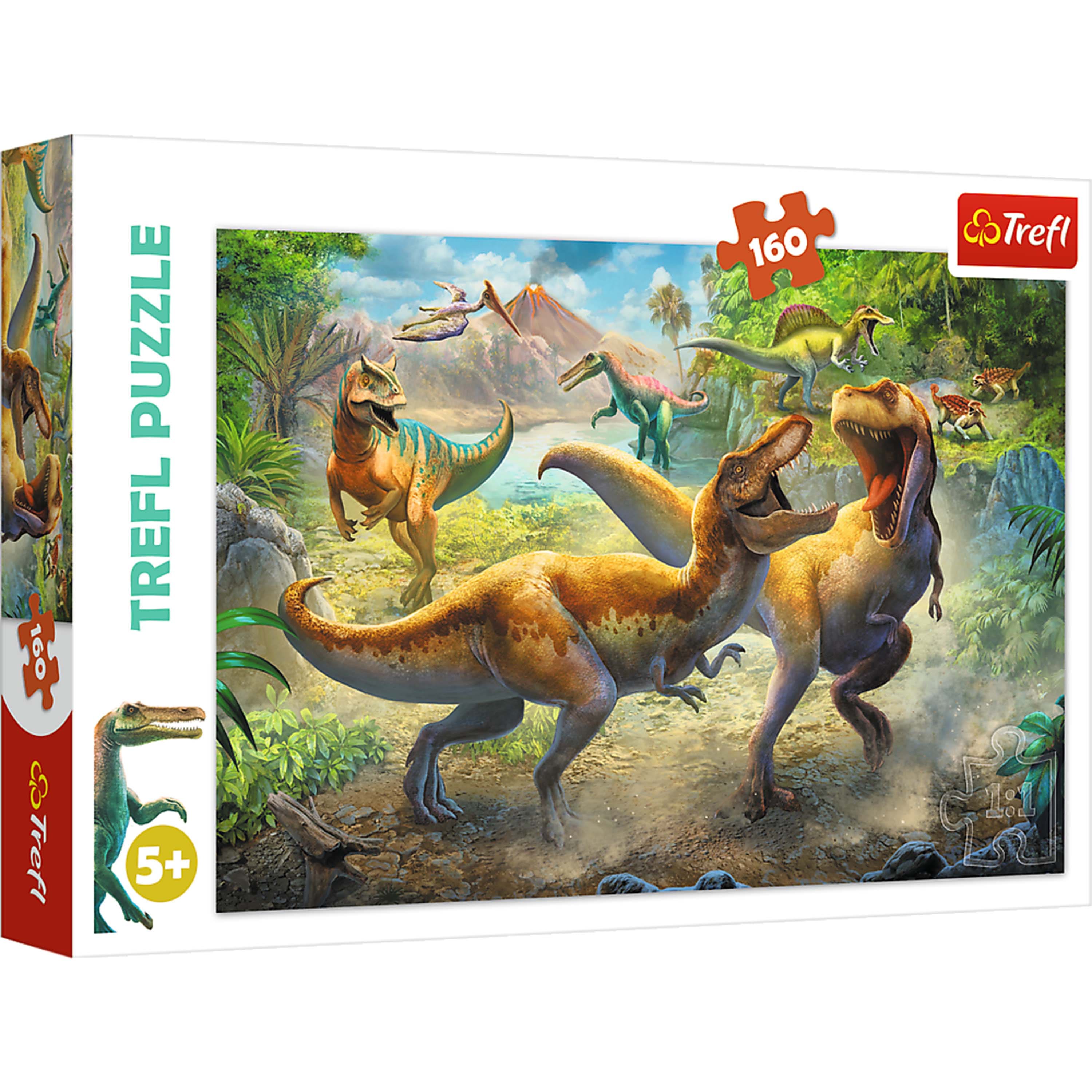 Trefl - Red 160 Piece Kids Puzzle - Fighting Tyrannosaurs