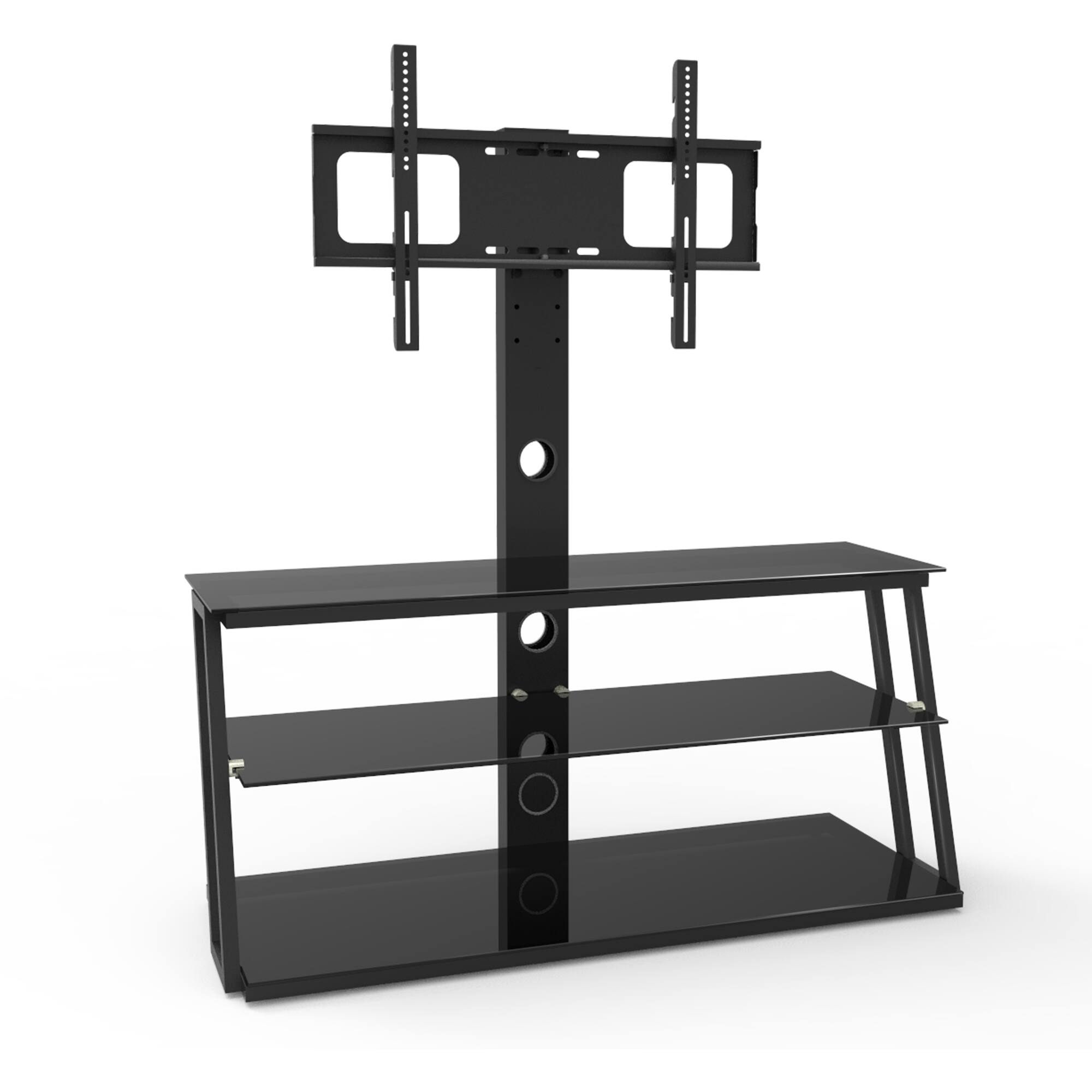 Back. Dexmalle - Dexmalle Multi-Function Angle And Height Adjustable Tempered Glass TV Stand - Black.